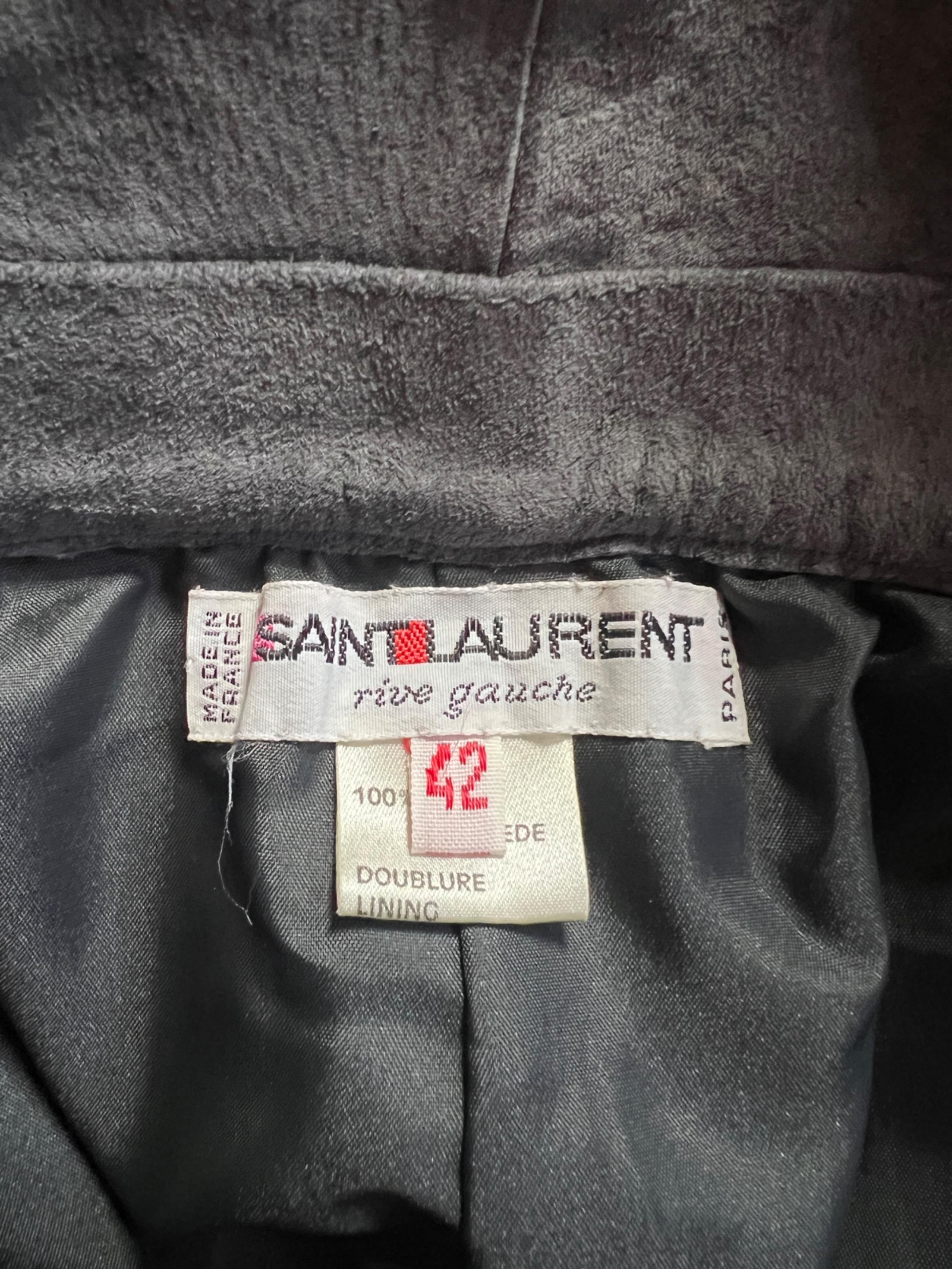 Women's 1985 Saint Laurent Runway Documented Grey Leather Trousers For Sale