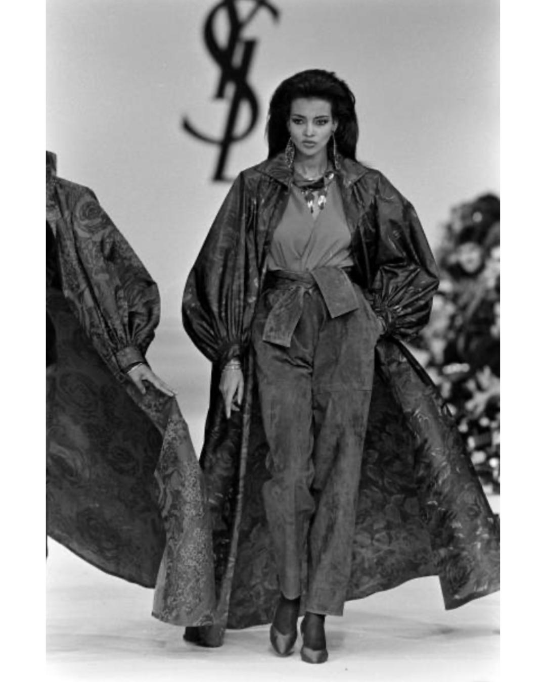 1985 Saint Laurent Runway Documented Grey Leather Trousers For Sale 2