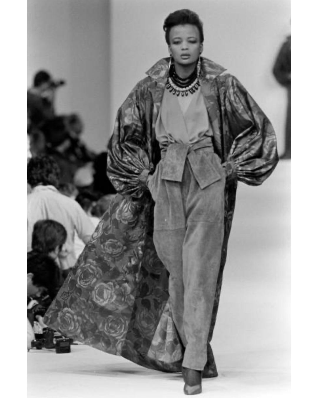 1985 Saint Laurent Runway Documented Grey Leather Trousers For Sale 3
