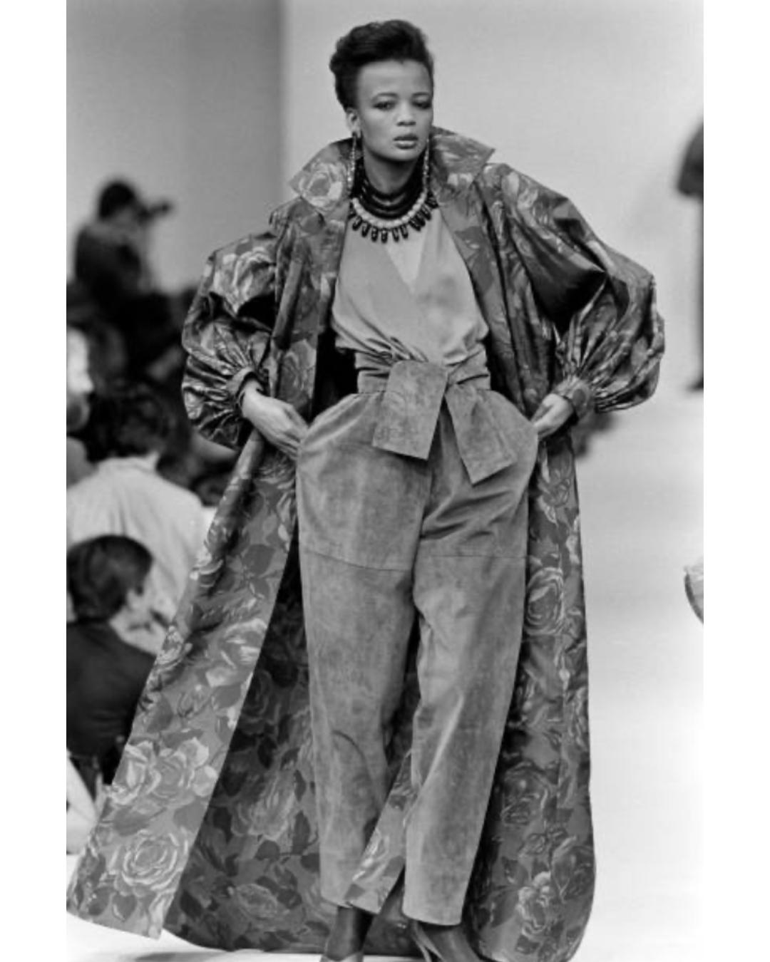 1985 Saint Laurent Runway Documented Grey Leather Trousers For Sale 4
