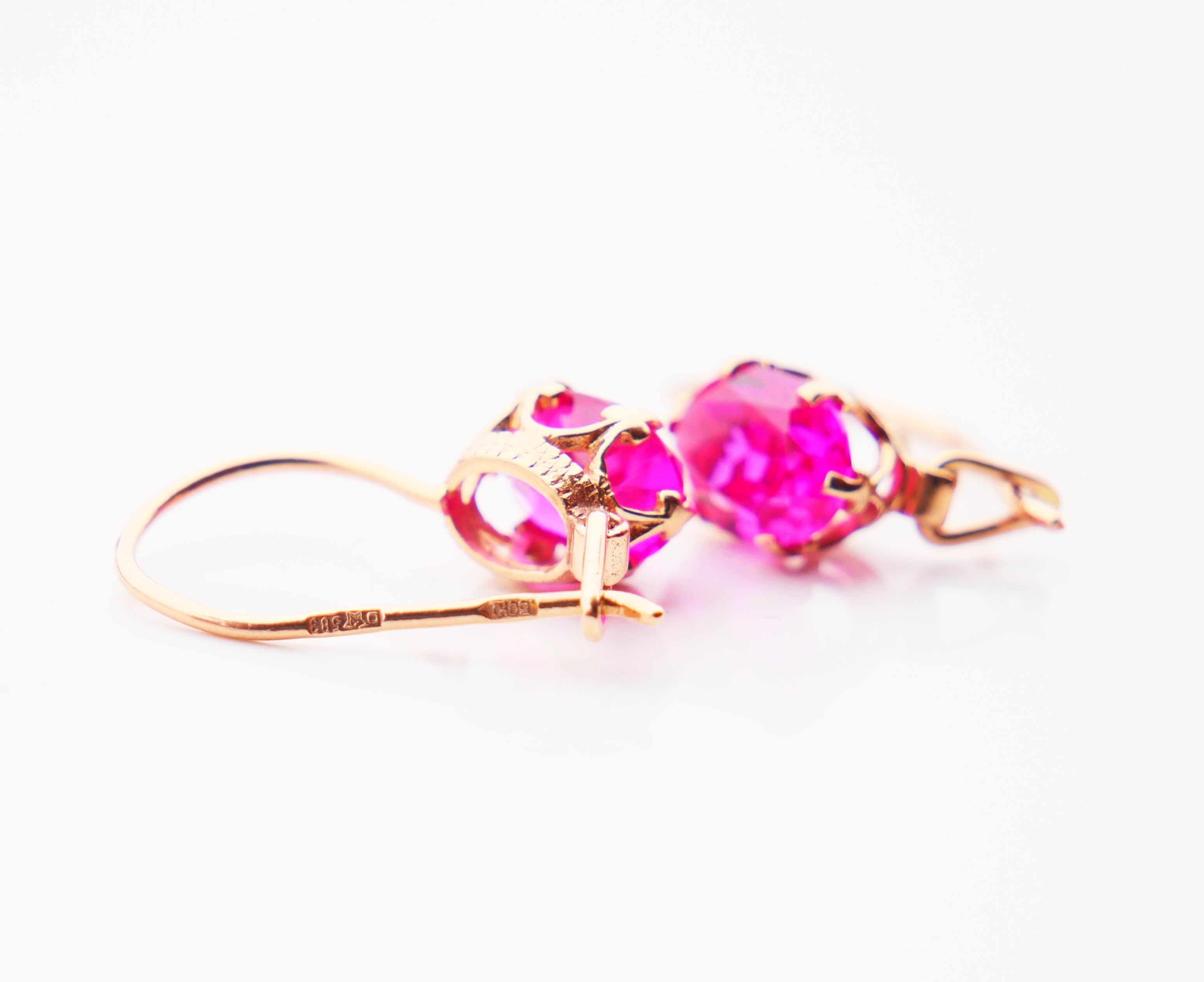 1985 Soviet Union Odessa Dangle Earrings Ruby solid 583 /14K Rose Gold /2.2gr For Sale 4