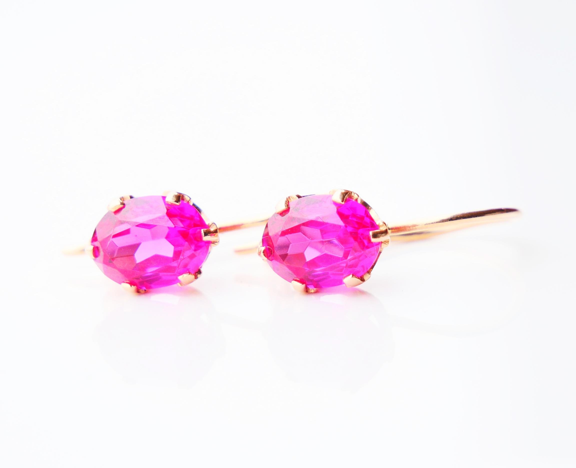 1985 Soviet Union Odessa Dangle Earrings Ruby solid 583 /14K Rose Gold /2.2gr For Sale 2