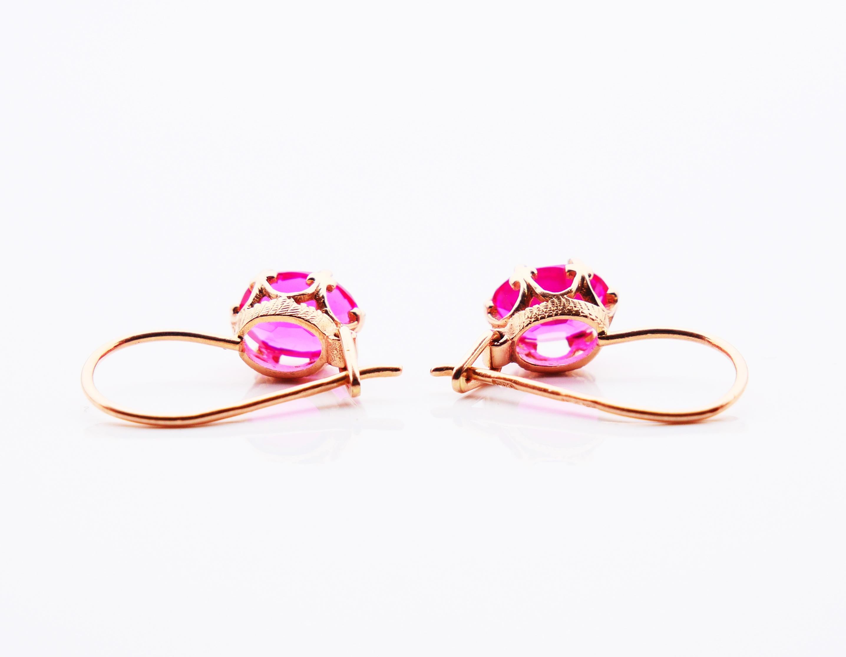 1985 Soviet Union Odessa Dangle Earrings Ruby solid 583 /14K Rose Gold /2.2gr For Sale 3