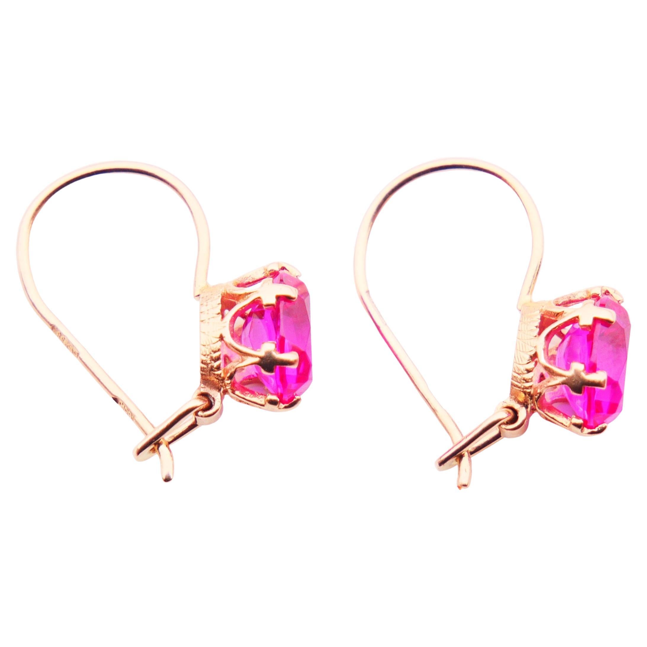 1985 Soviet Union Odessa Dangle Earrings Ruby solid 583 /14K Rose Gold /2.2gr For Sale