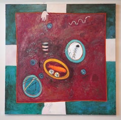 1985 Squeak Carnwath "Después de la caída" Pintura al óleo y alquídica sobre lienzo