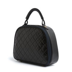 1985 Timeless Classique Black Leather Vanity Hand bag