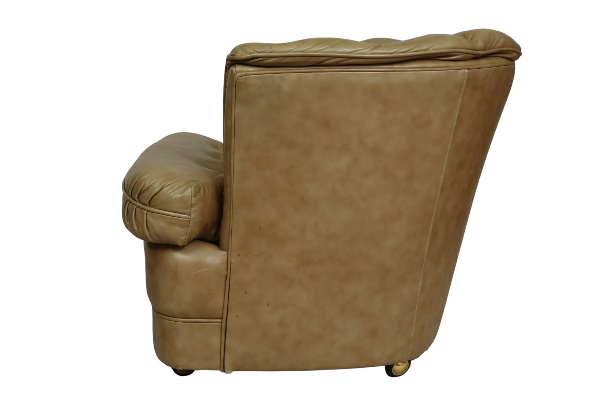 1985 Sedie da vasca in pelle con inserti, set da 4 In condizioni buone in vendita a Bradenton, FL