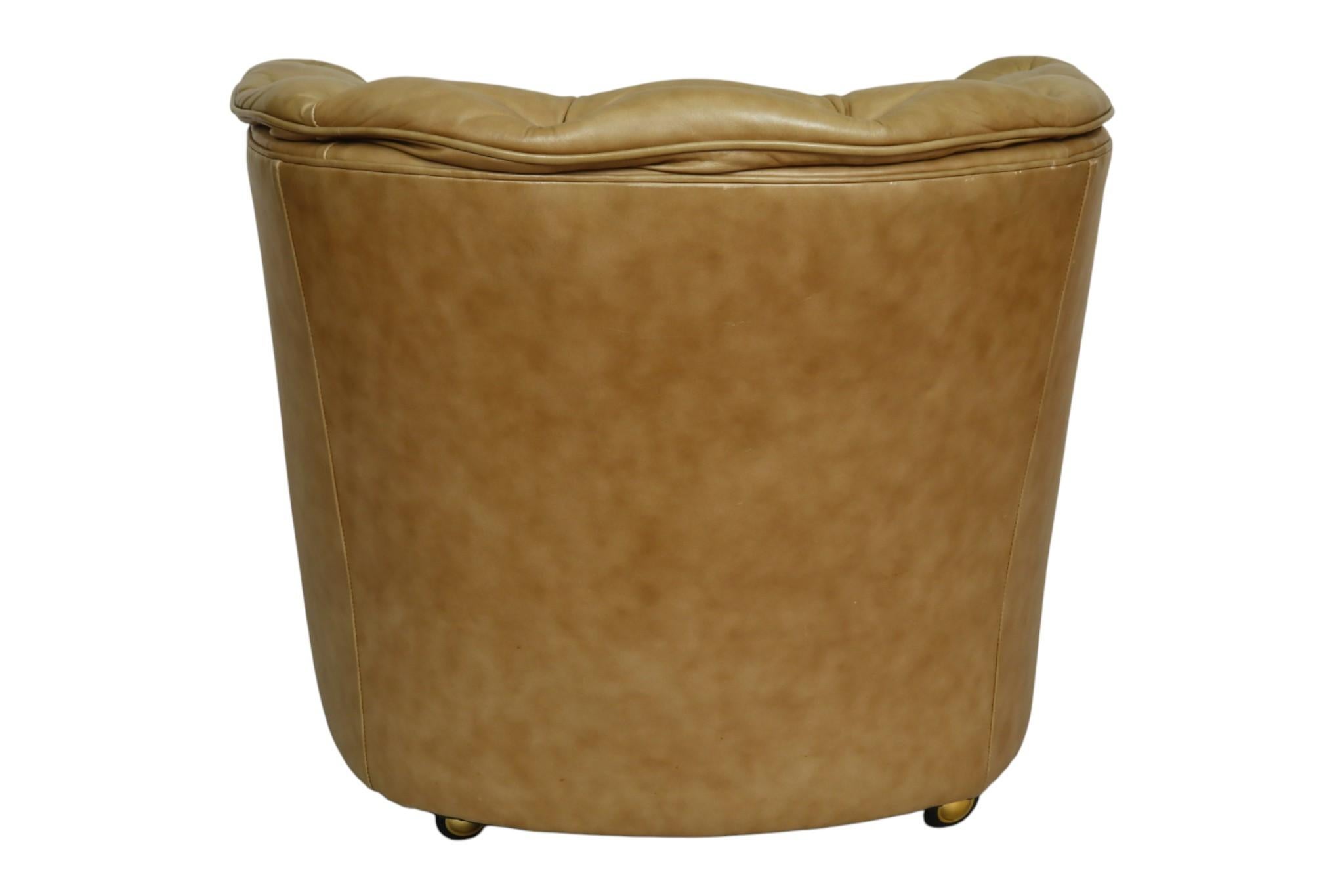 Fine XX secolo 1985 Sedie da vasca in pelle con inserti, set da 4 in vendita