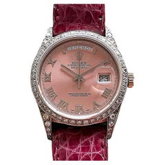 1985 Unique Rolex Day-Date 36 White Gold with Diamonds, Salmon dial