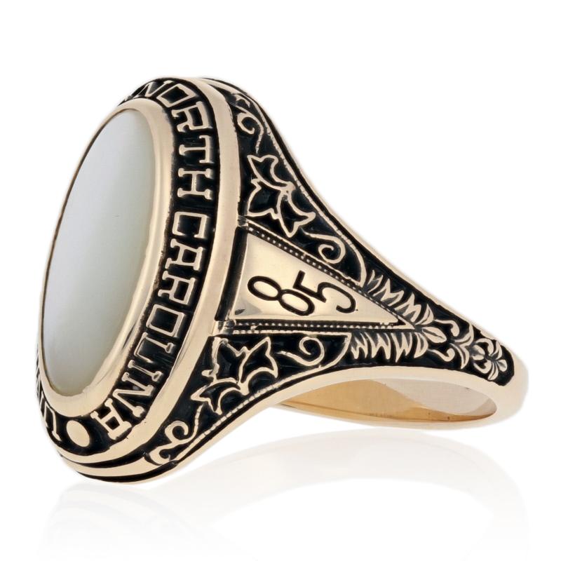 1985 University of North Carolina Class Ring, 10k Gold Mother of Pearl UNC 2
