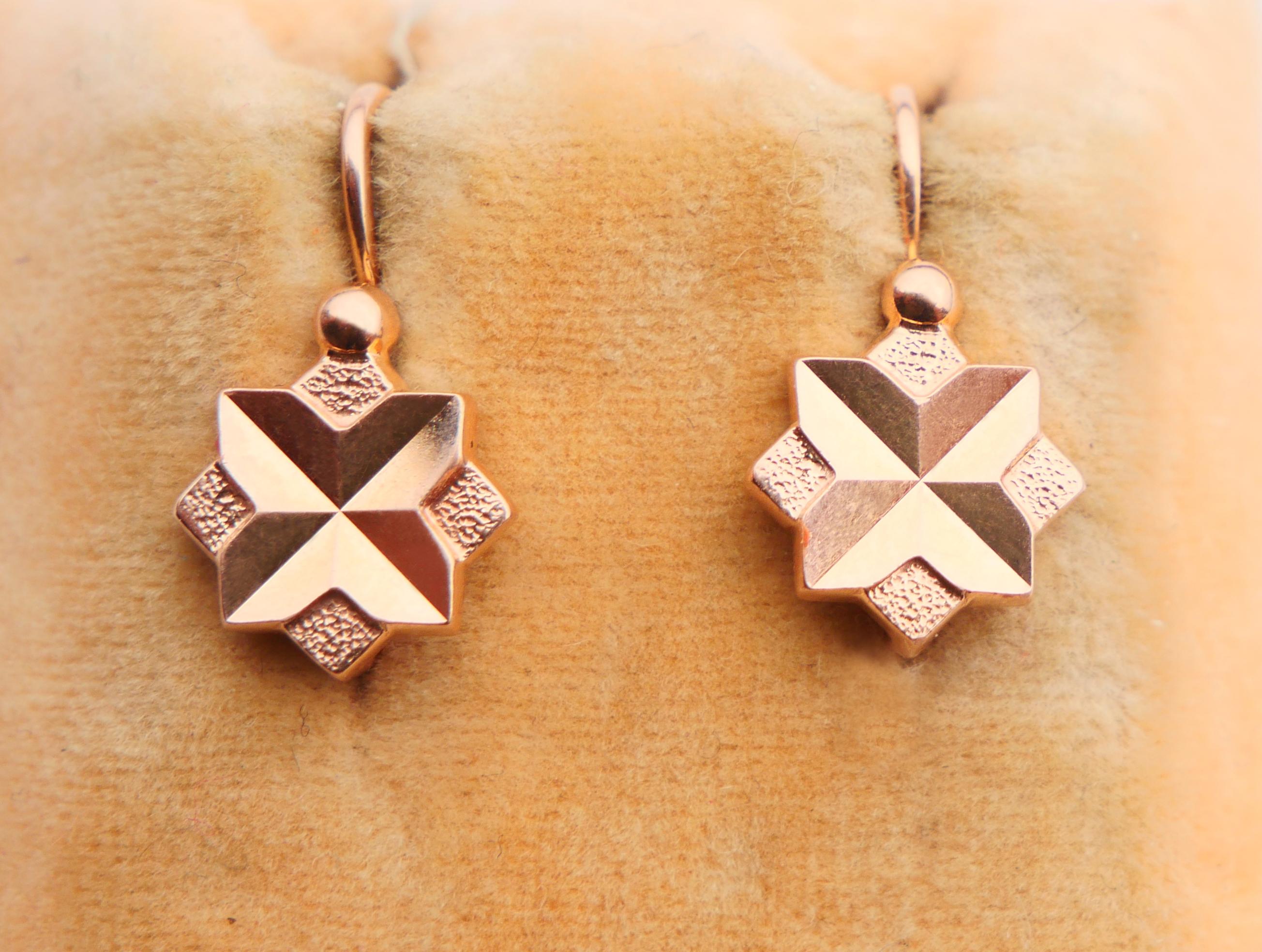 Women's 1985 USSR Russian Earrings solid 14K Rose Gold / 4 gr For Sale