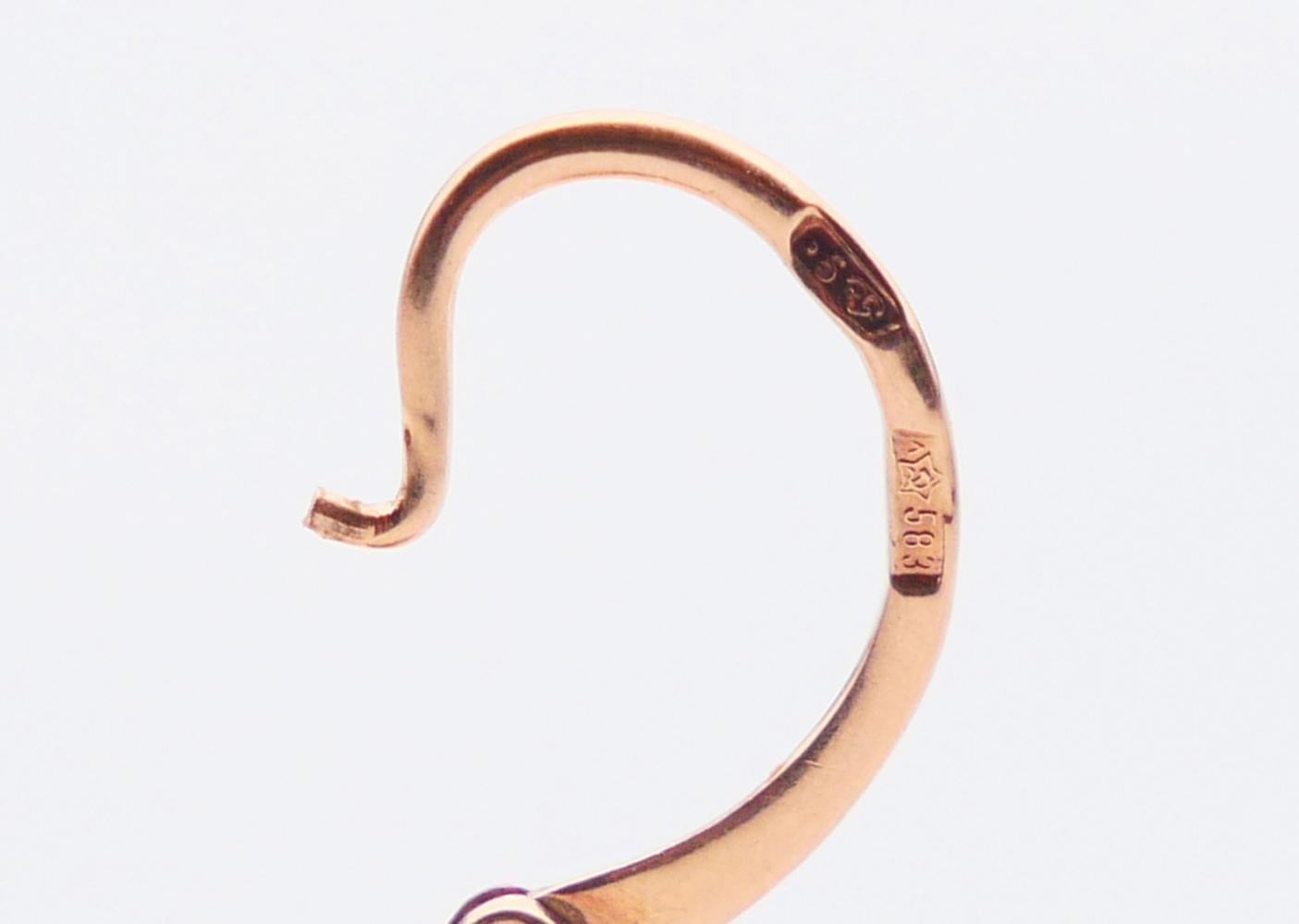 1985 USSR Russian Earrings solid 14K Rose Gold / 4 gr For Sale 3