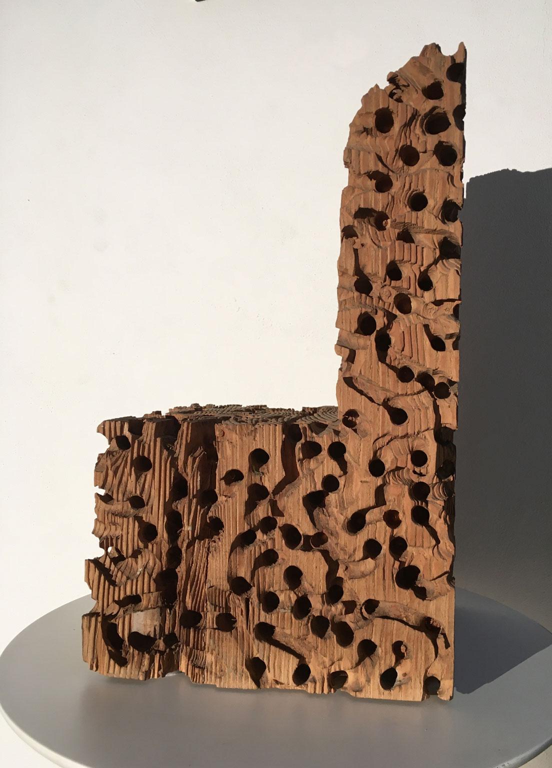 Hand-Carved 1985 Wooden Abstract Sculpture by Urano Palma Sedia The Chairs For Sale