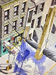 1985 Yves B. Martin “Shirt on Broadway” Hand Colored Serigraph on Canvas