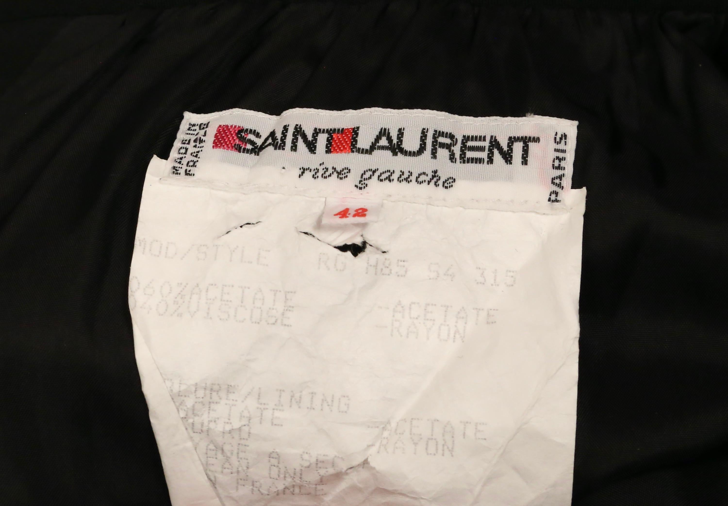 1985 Yves Saint Laurent jupe maxi en crêpe noir avec boutons en strass au dos en vente 8