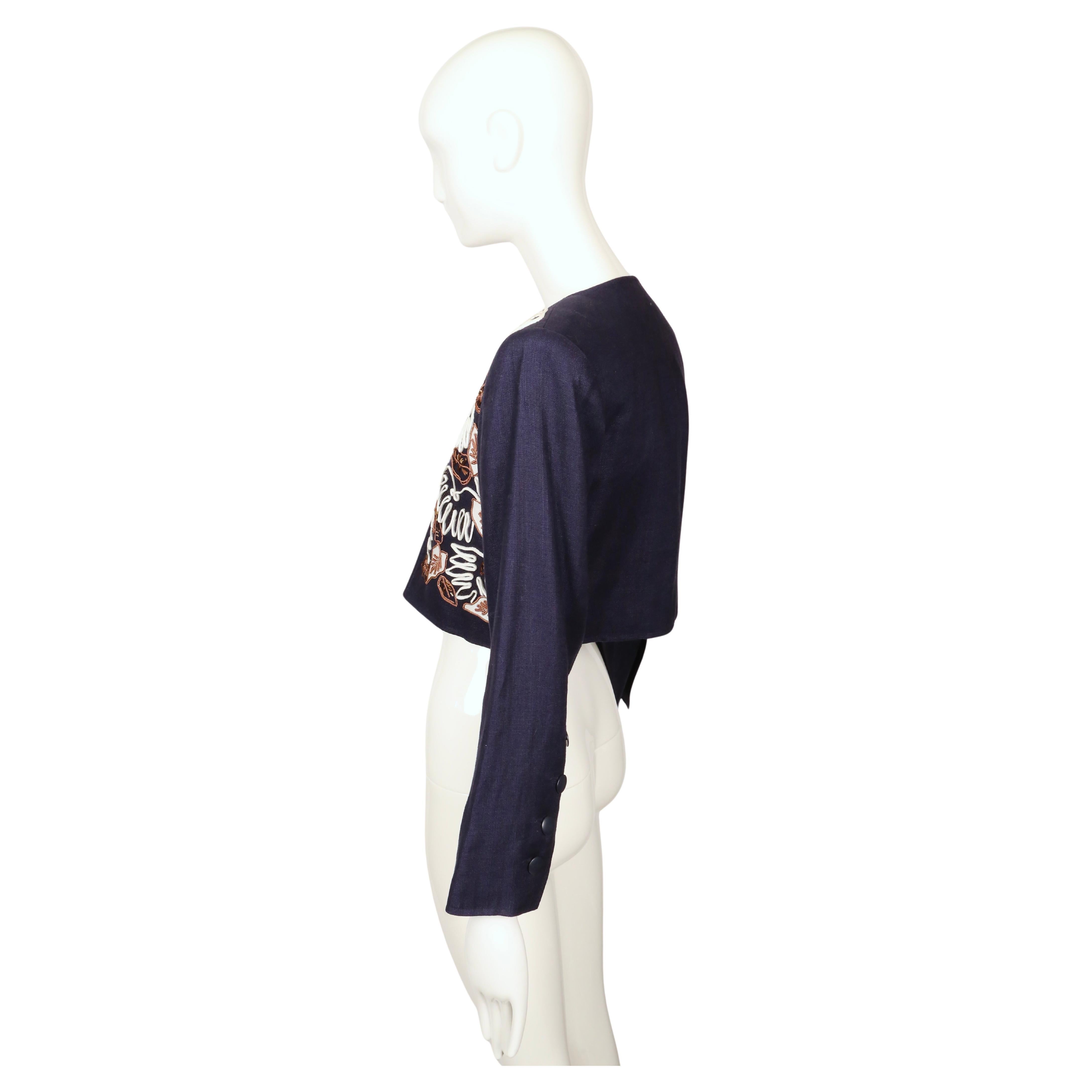 1985 YVES SAINT LAURENT  veste RUNWAY brodée avec garniture en soutache et perles en vente 5