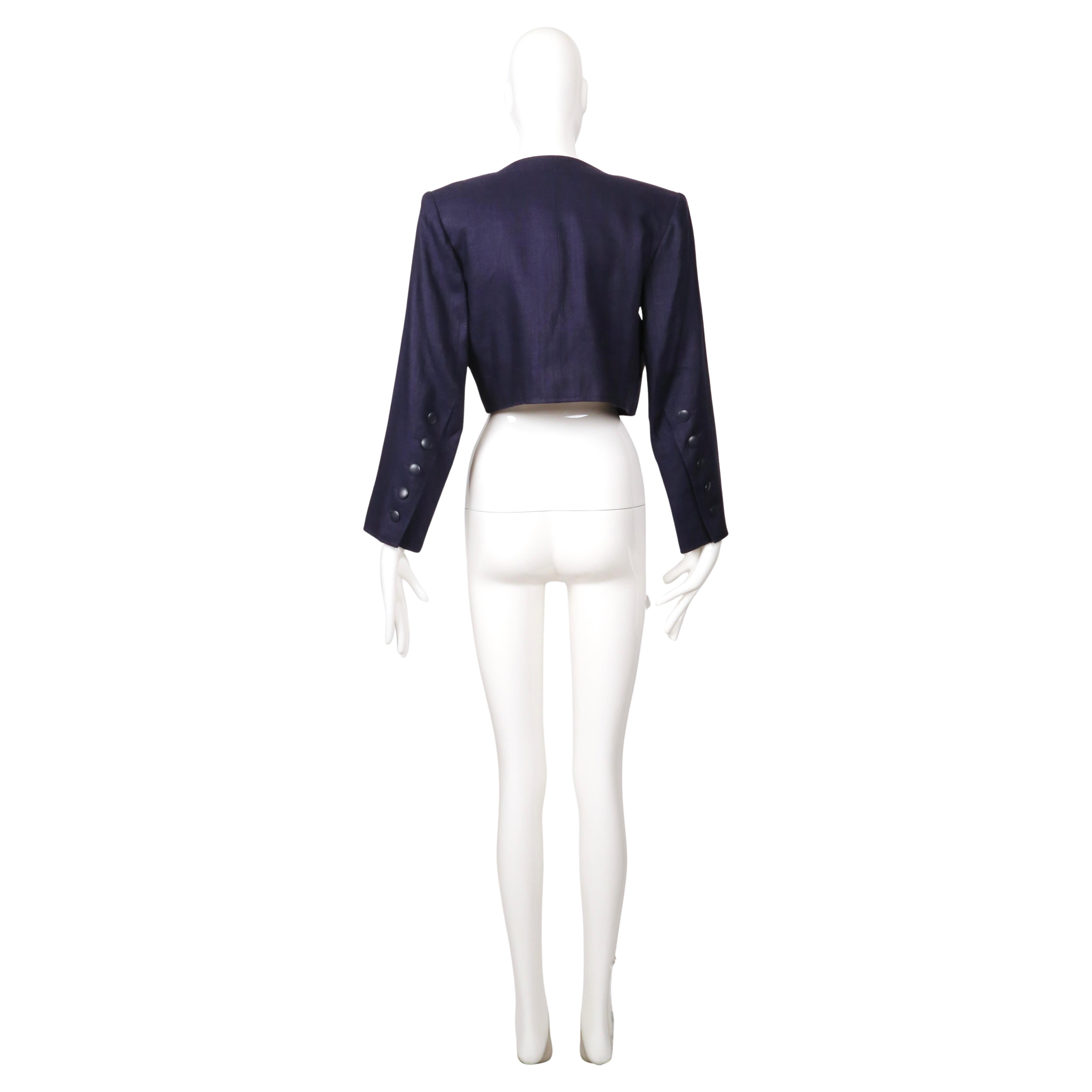 1985 YVES SAINT LAURENT  veste RUNWAY brodée avec garniture en soutache et perles en vente 7