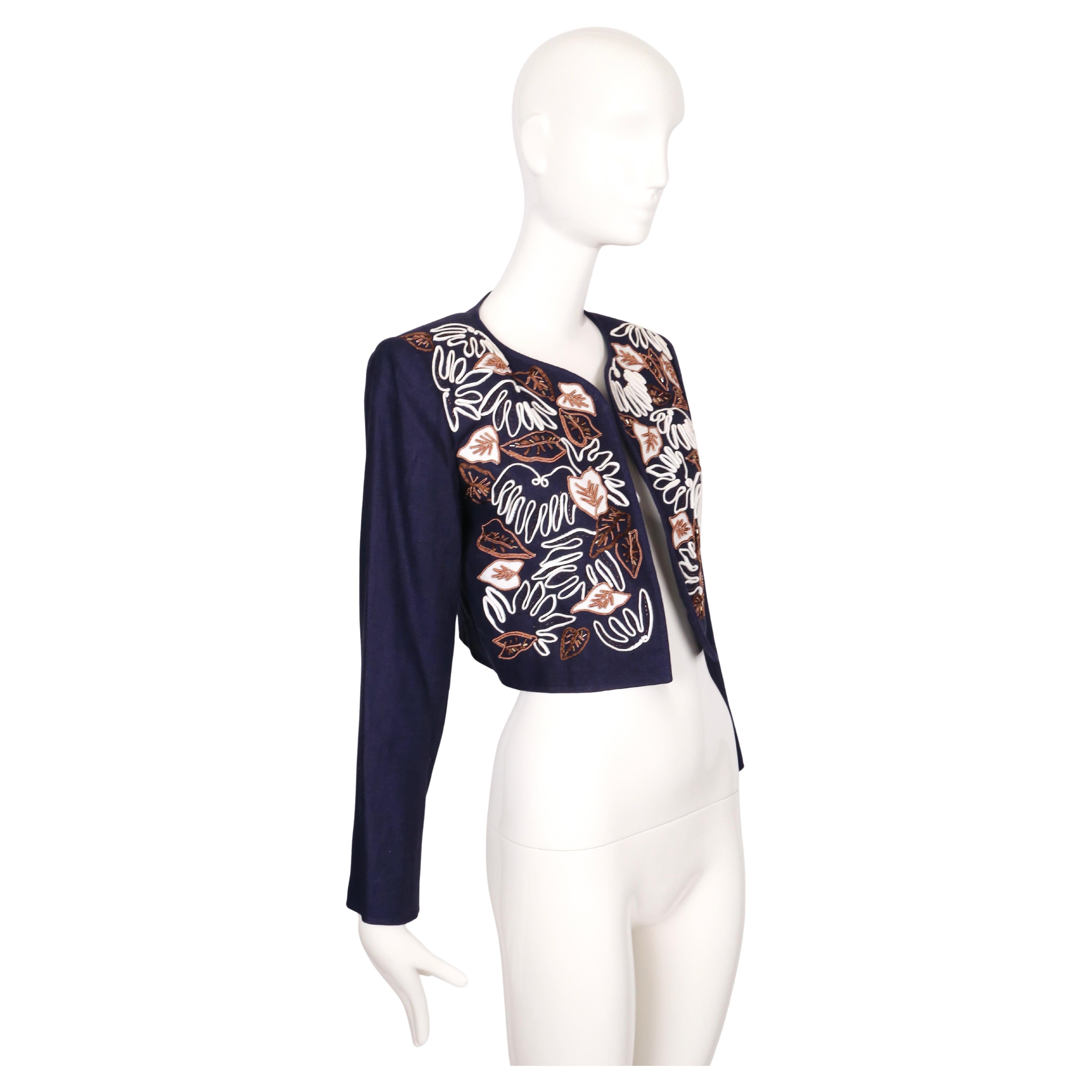 1985 YVES SAINT LAURENT  veste RUNWAY brodée avec garniture en soutache et perles Bon état - En vente à San Fransisco, CA
