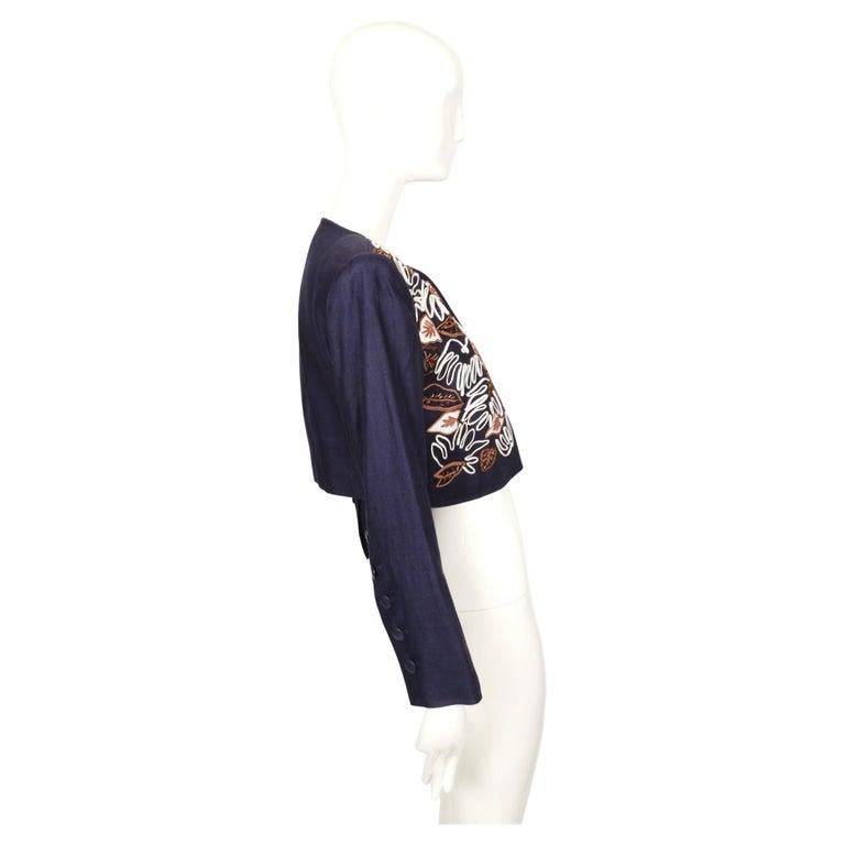 1985 YVES SAINT LAURENT  veste RUNWAY brodée avec garniture en soutache et perles Unisexe en vente
