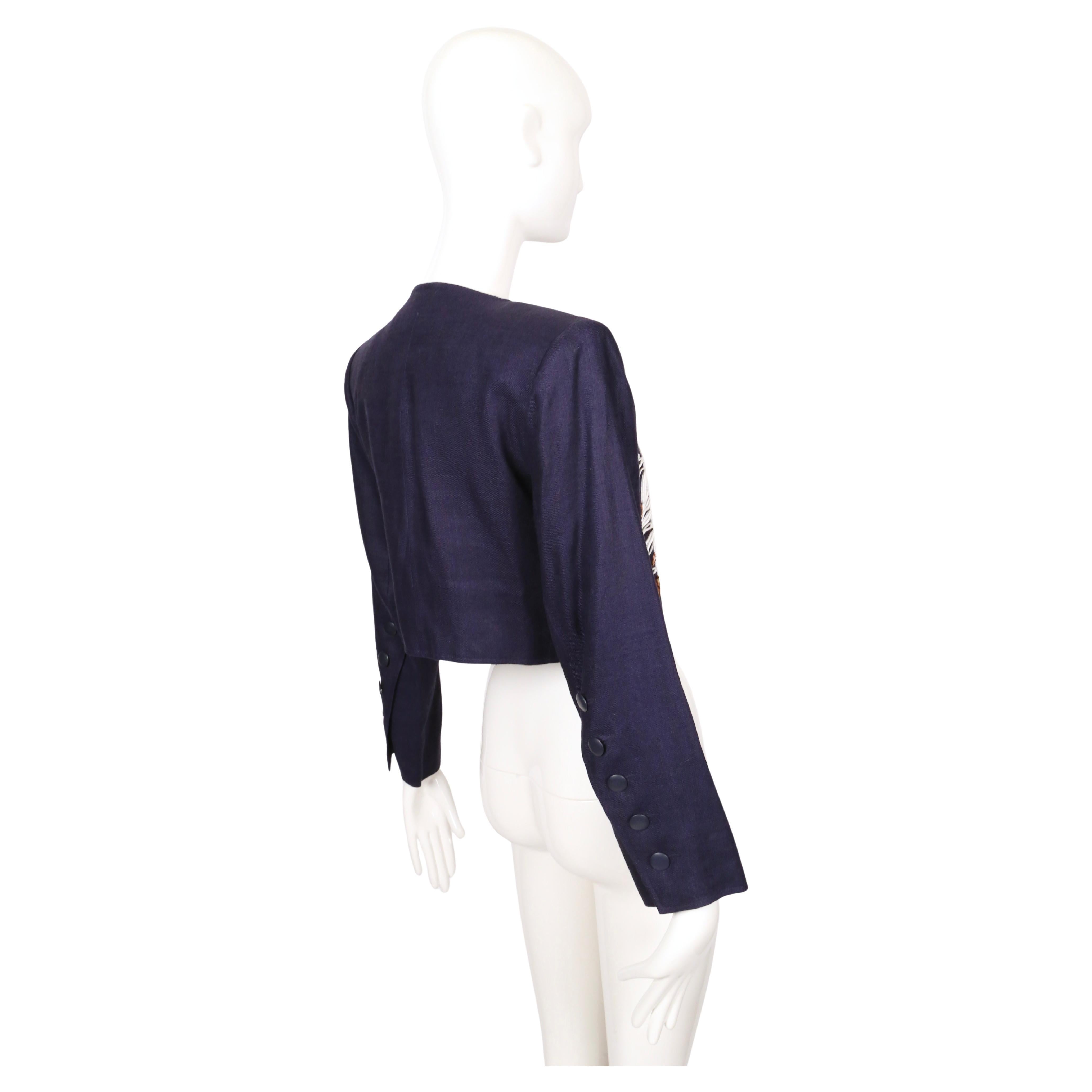 1985 YVES SAINT LAURENT  veste RUNWAY brodée avec garniture en soutache et perles en vente 1