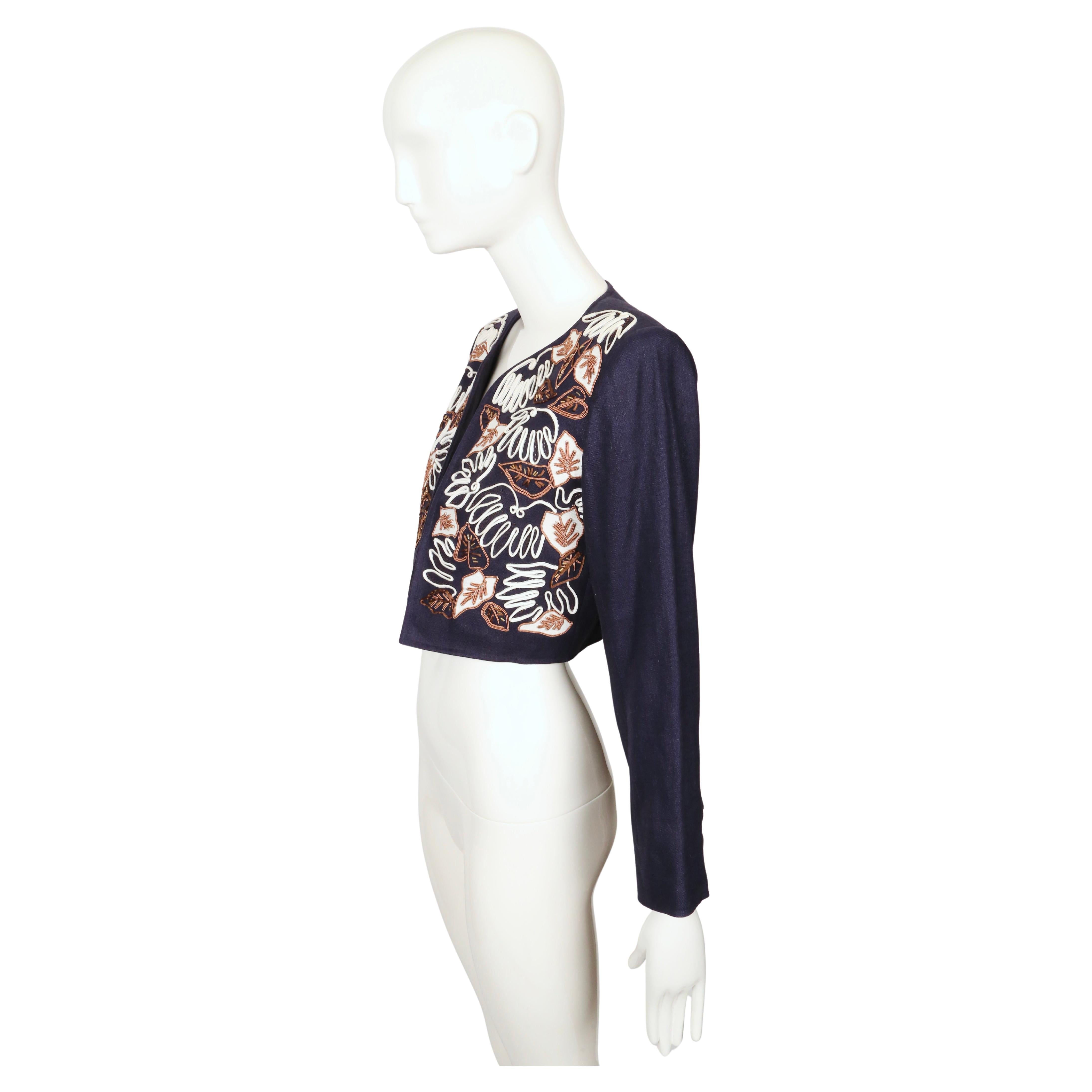 1985 YVES SAINT LAURENT  veste RUNWAY brodée avec garniture en soutache et perles en vente 2