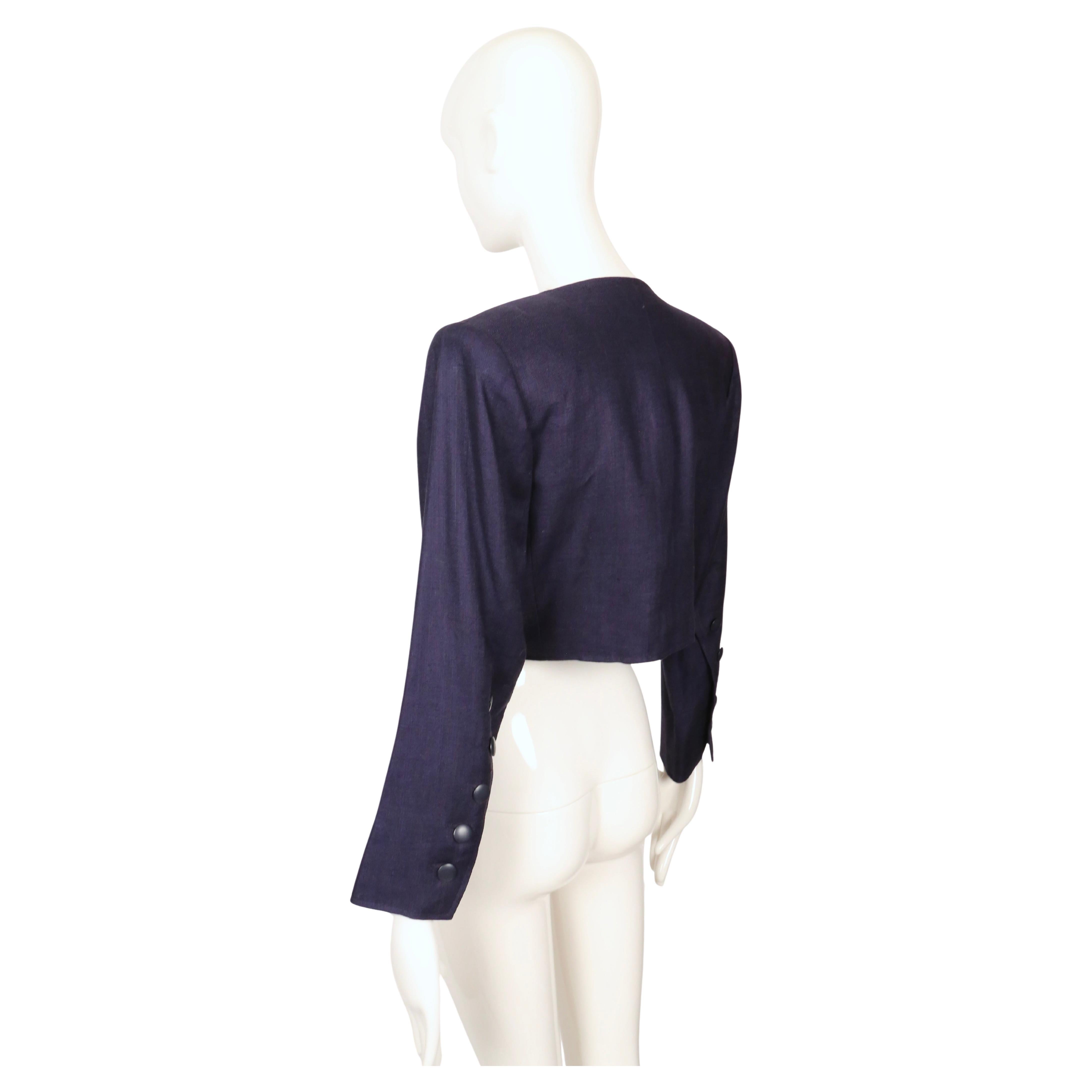 1985 YVES SAINT LAURENT  veste RUNWAY brodée avec garniture en soutache et perles en vente 4