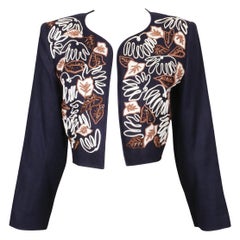 1985 YVES SAINT LAURENT  veste RUNWAY brodée avec garniture en soutache et perles