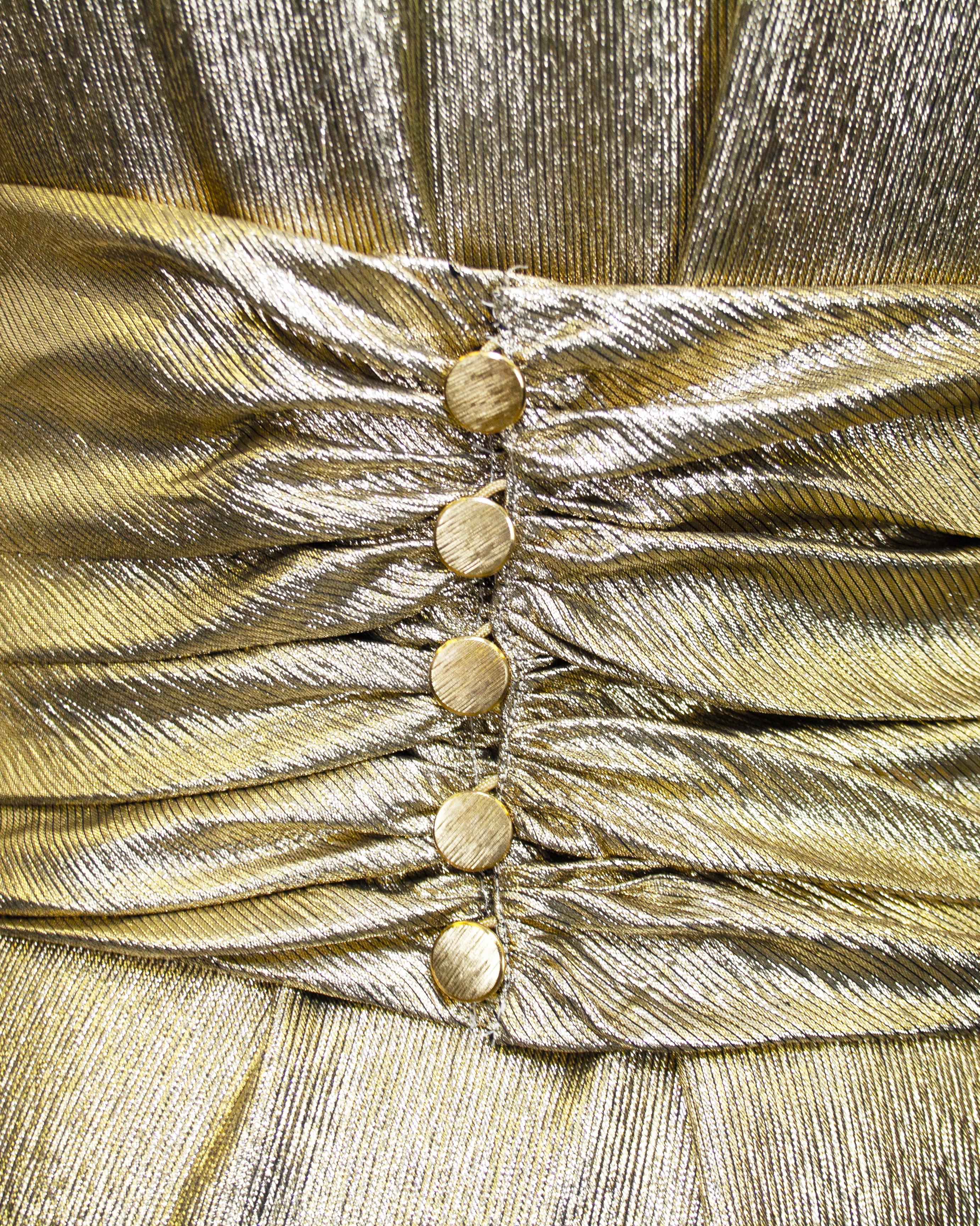 1985 Yves Saint Laurent Rive Gauche Gold Lame Shirt & Cummerbund For Sale 1