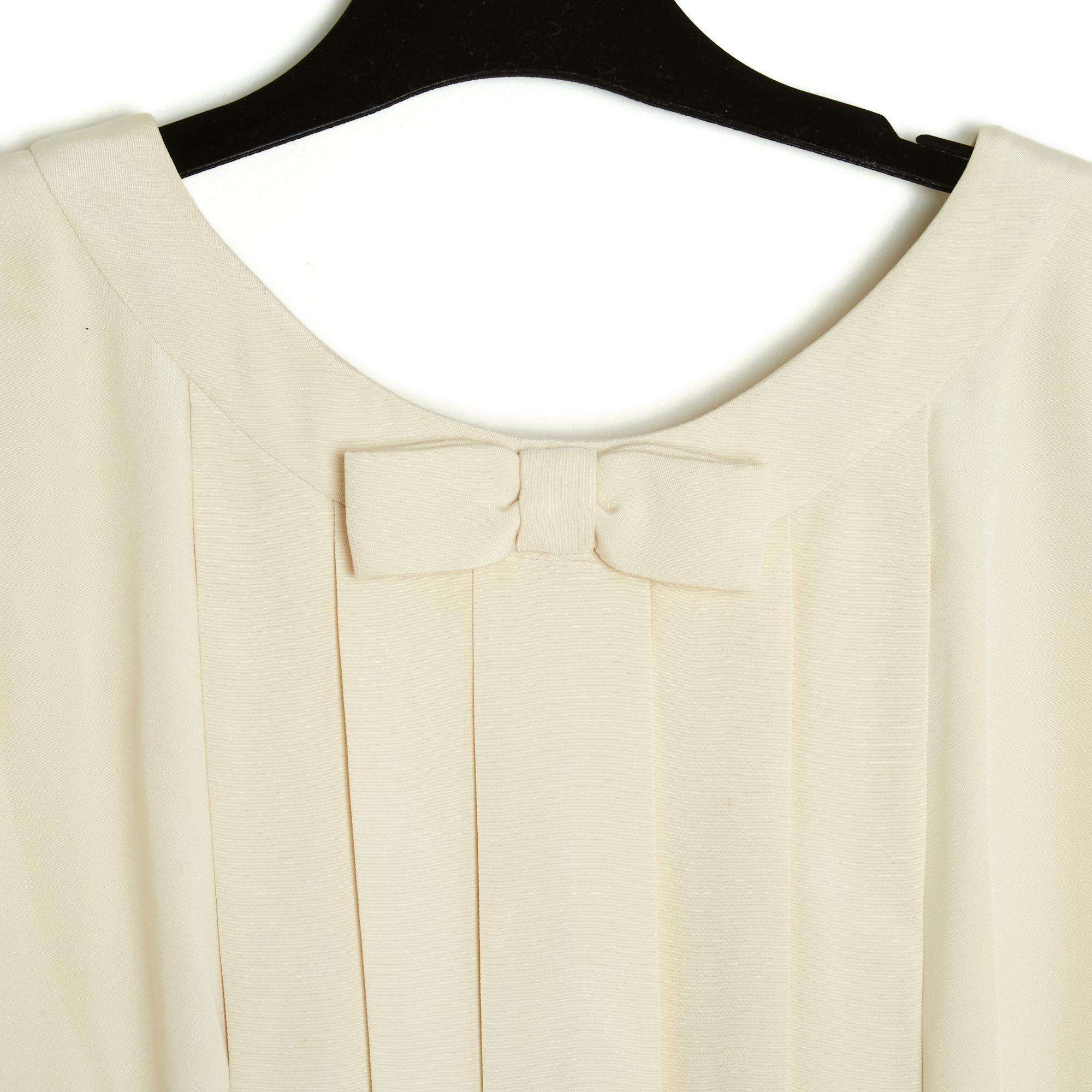 White 1985s Haute Couture Ecru Silk Dress FR40 For Sale