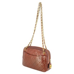 Vintage 1986-1988 Chanel Burgundy Quilted Handbag 