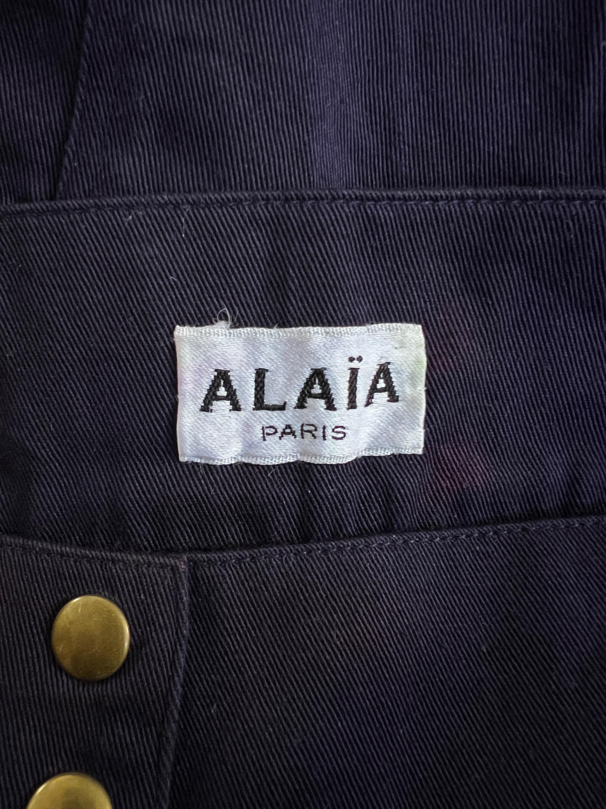 Women's 1986 Alaïa Documented Indigo Cotton Pencil Skirt with Zip For Sale