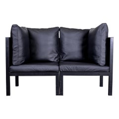 1986 Antonio Citterio "Sity" Corner Chairs for B&B Italia in Black Leather, Pair