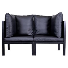 Used 1986 Antonio Citterio "Sity" Corner Chairs for B&B Italia in Black Leather, Pair