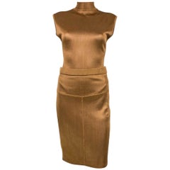 Vintage 1986 Azzedine Alaia Bronze Bodycon Ensemble