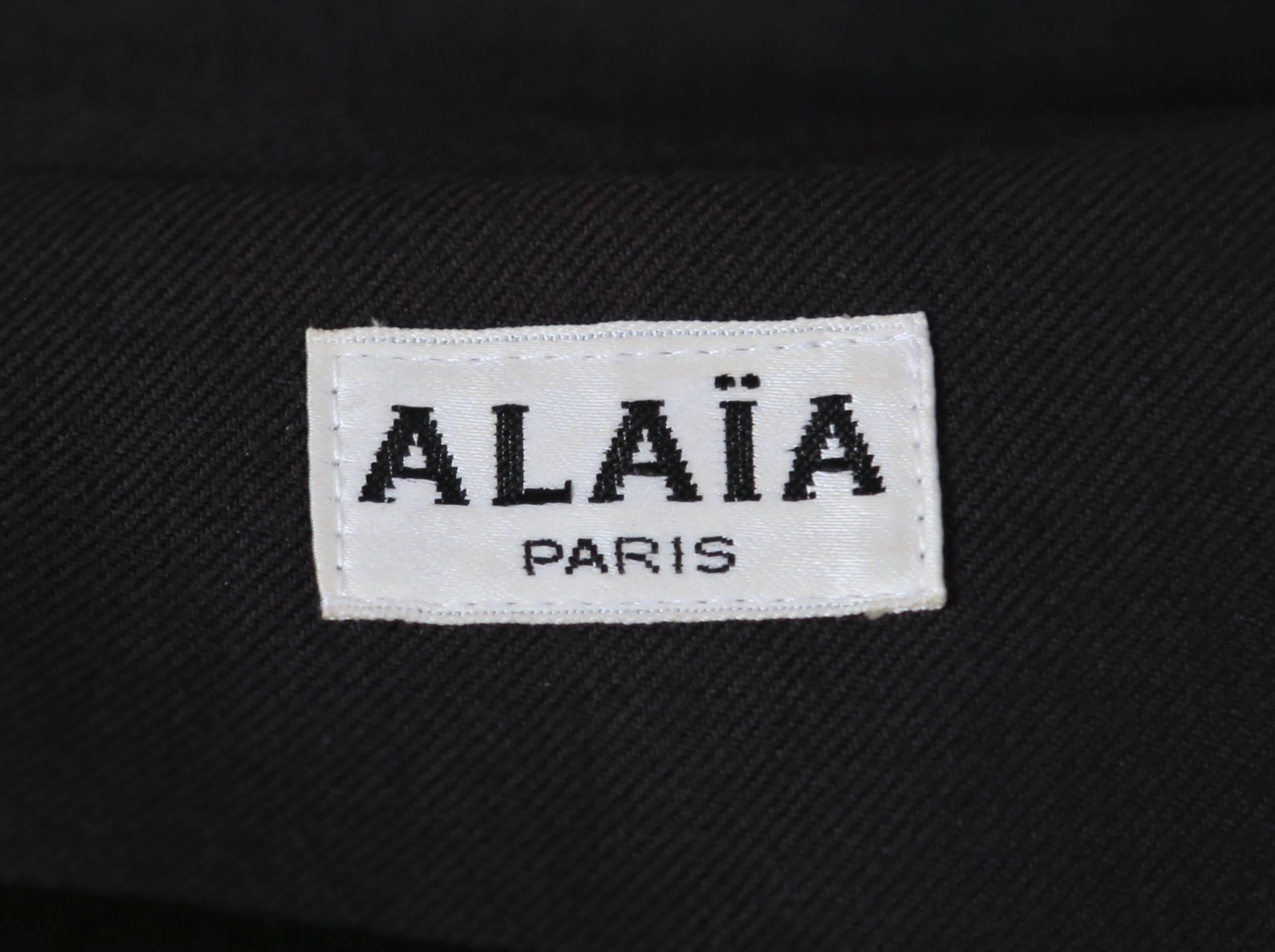 1986 AZZEDINE ALAIA cappotto RUNWAY in gabardine di lana color carbone con cuciture sul retro in vendita 7