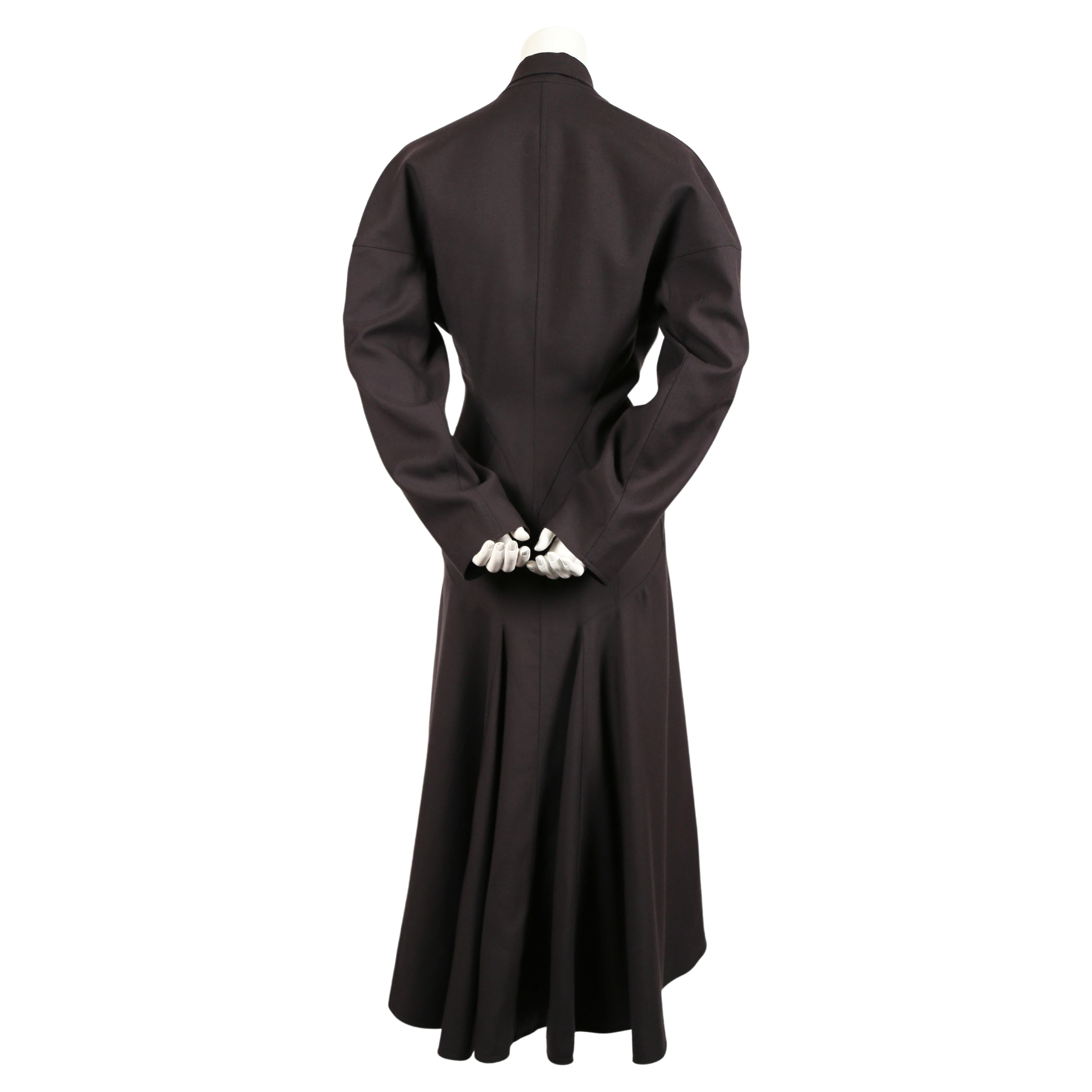 1986 AZZEDINE ALAIA charcoal wool gabardine RUNWAY coat with seamed back  For Sale 1