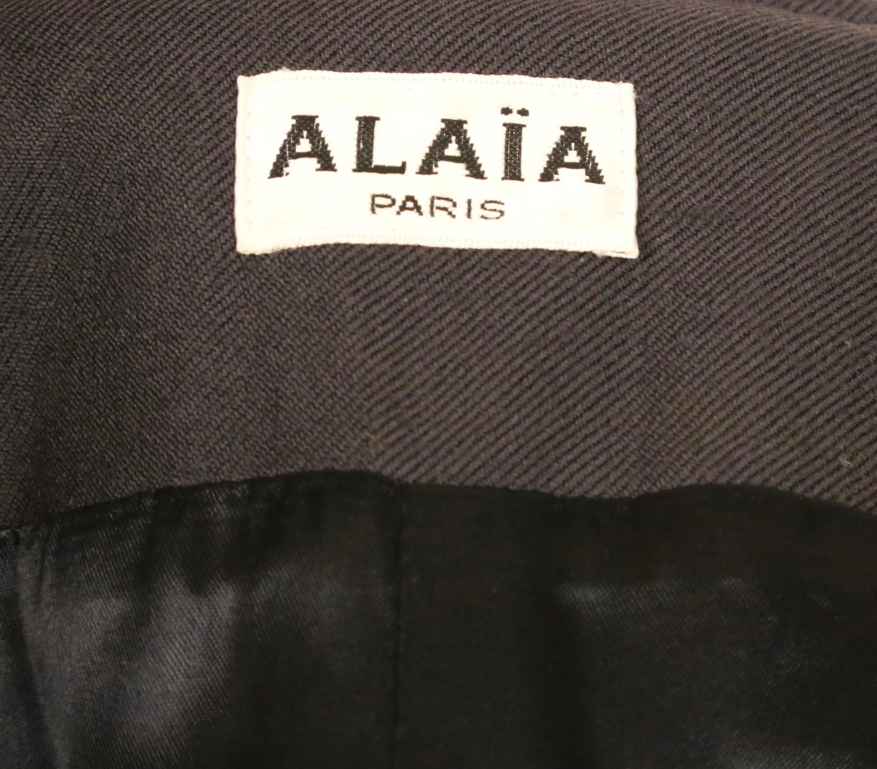 1986 AZZEDINE ALAIA giacca RUNWAY in gabardine di lana color carbone con cuciture sul retro in vendita 6