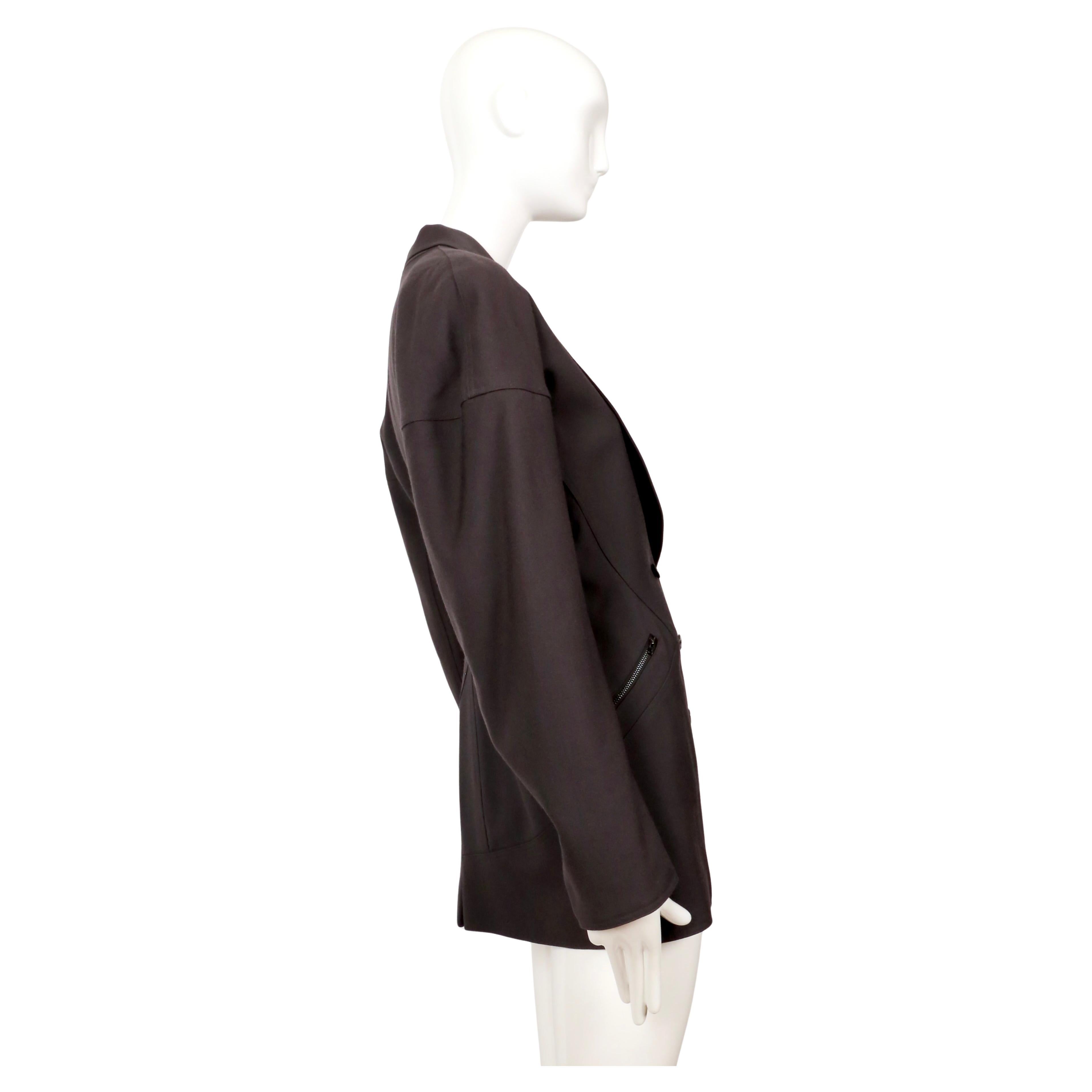 1986 AZZEDINE ALAIA giacca RUNWAY in gabardine di lana color carbone con cuciture sul retro In condizioni buone in vendita a San Fransisco, CA