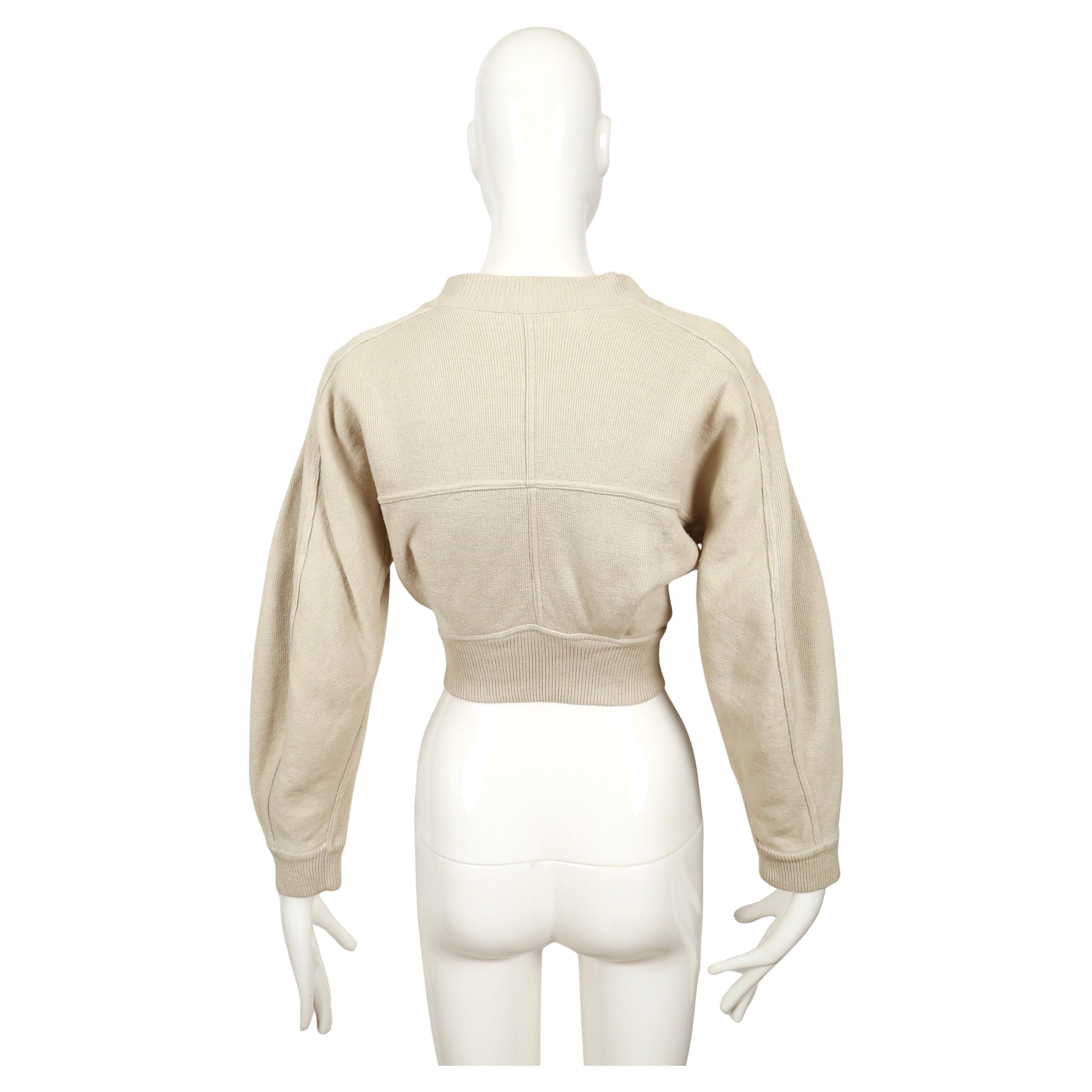 1986 AZZEDINE ALAIA RUNWAY Jacke aus ecrufarbenem Leinen in Kurzform im Angebot 6