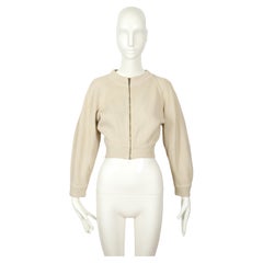 1986 AZZEDINE ALAIA cropped ecru linen RUNWAY jacket