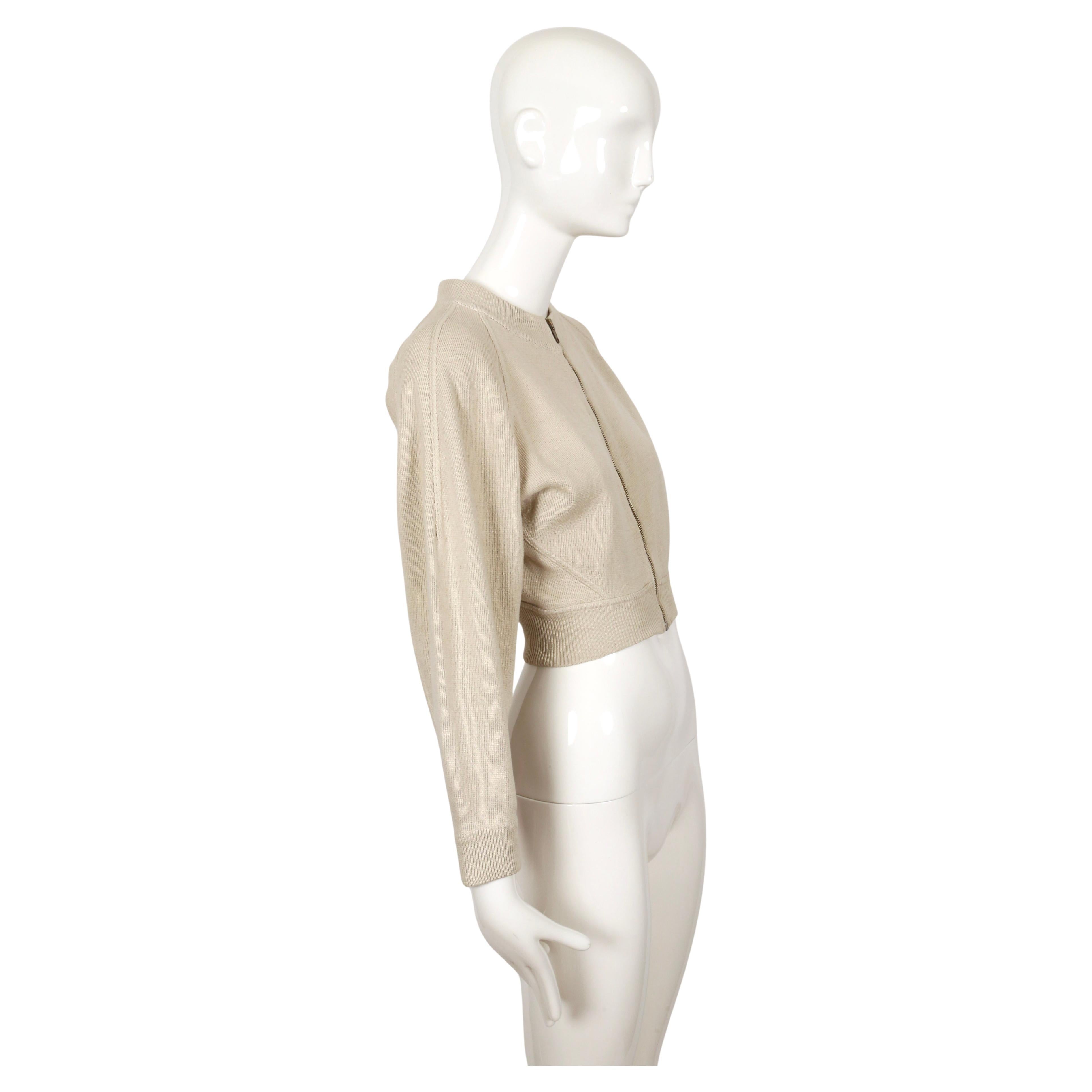1986 AZZEDINE ALAIA RUNWAY Jacke aus ecrufarbenem Leinen in Kurzform im Zustand „Gut“ im Angebot in San Fransisco, CA