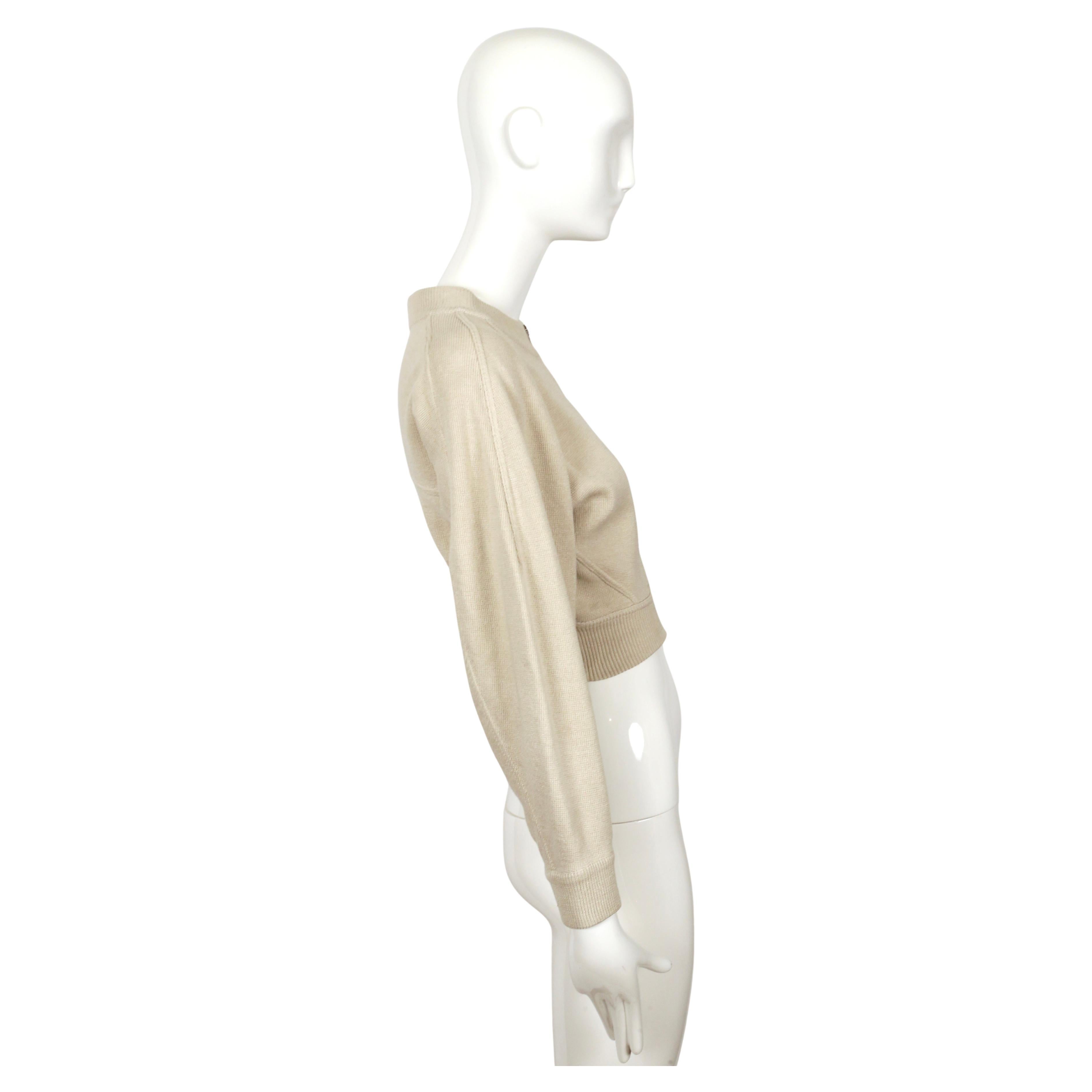 1986 AZZEDINE ALAIA RUNWAY Jacke aus ecrufarbenem Leinen in Kurzform für Damen oder Herren im Angebot