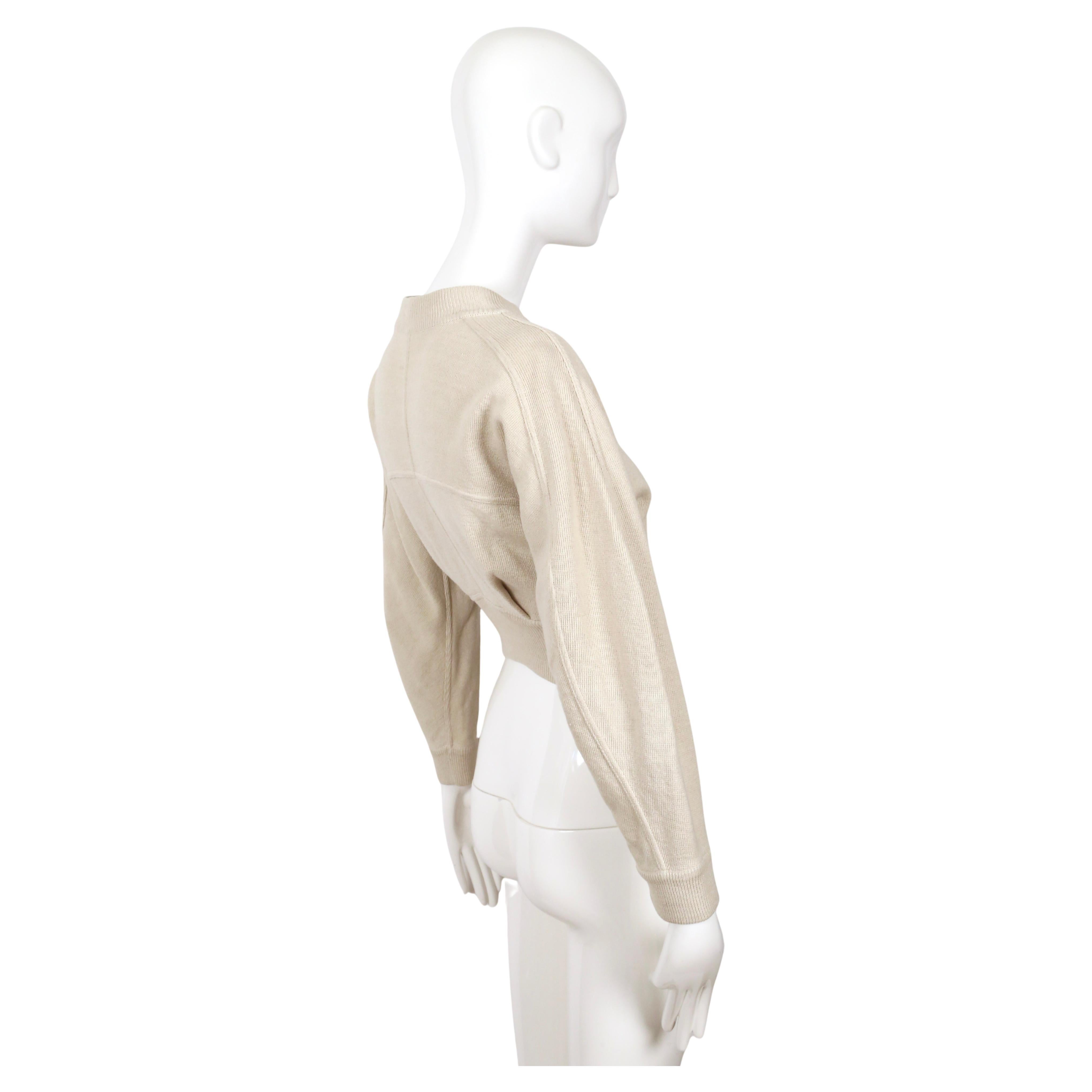 1986 AZZEDINE ALAIA RUNWAY Jacke aus ecrufarbenem Leinen in Kurzform im Angebot 1