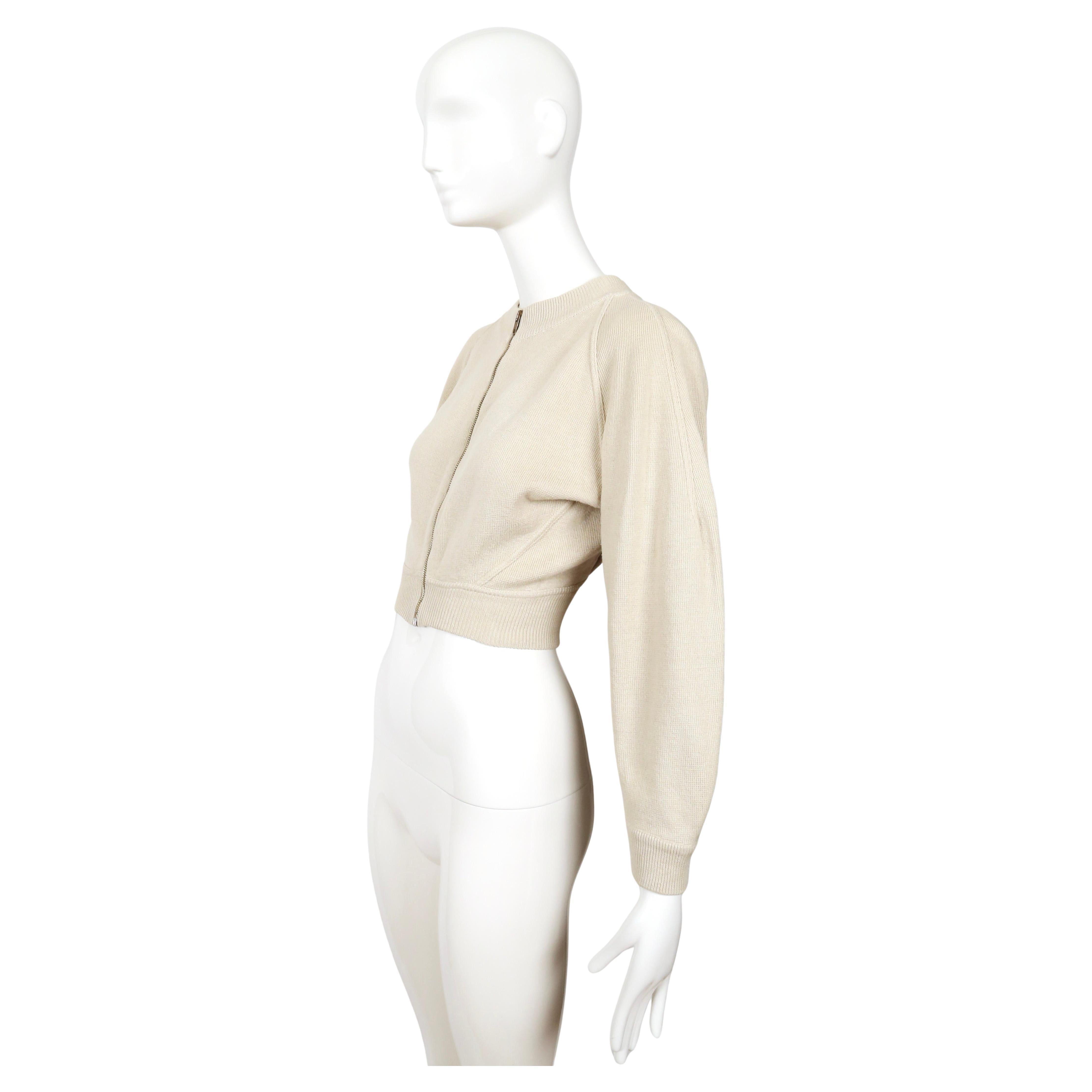 1986 AZZEDINE ALAIA RUNWAY Jacke aus ecrufarbenem Leinen in Kurzform im Angebot 2