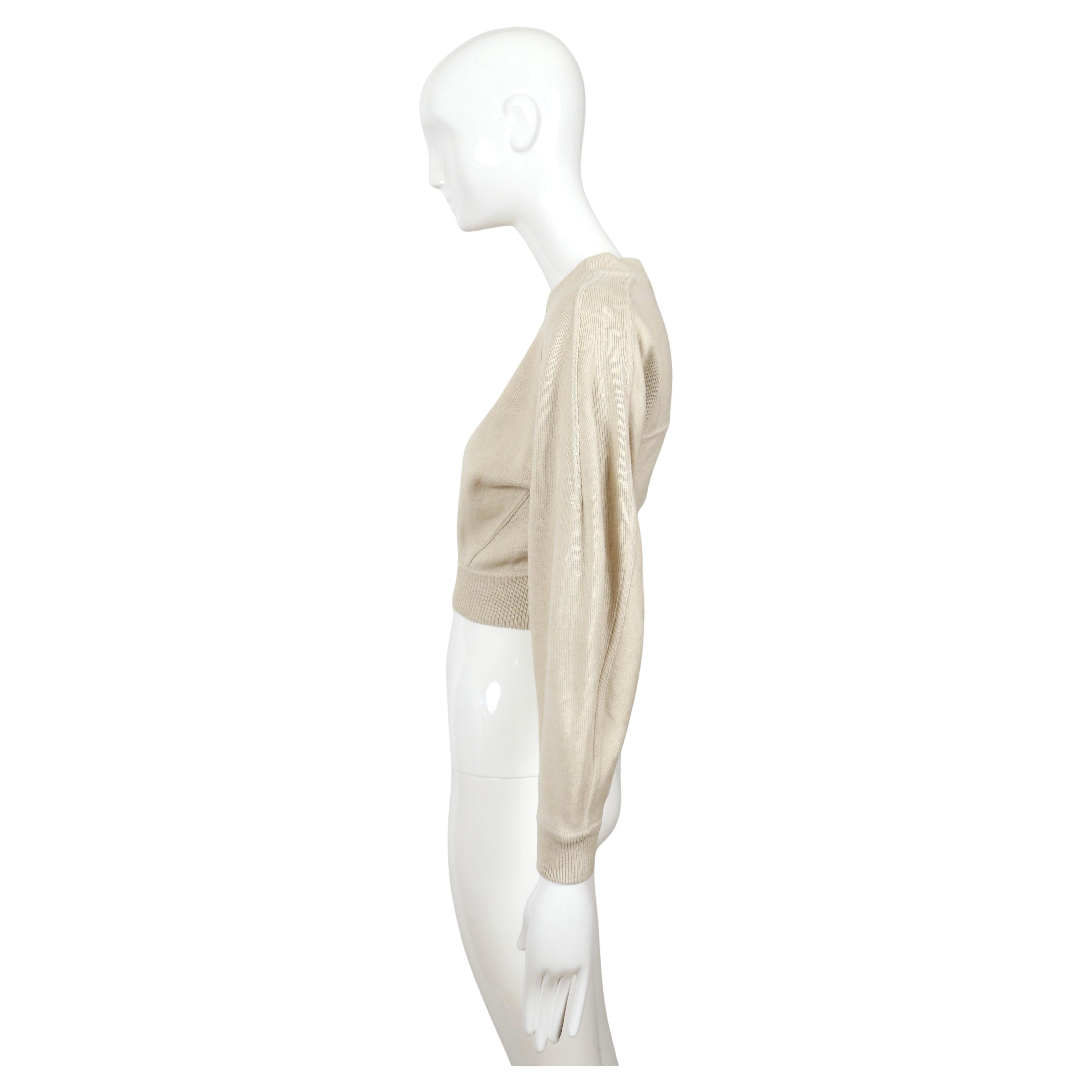 1986 AZZEDINE ALAIA RUNWAY Jacke aus ecrufarbenem Leinen in Kurzform im Angebot 3