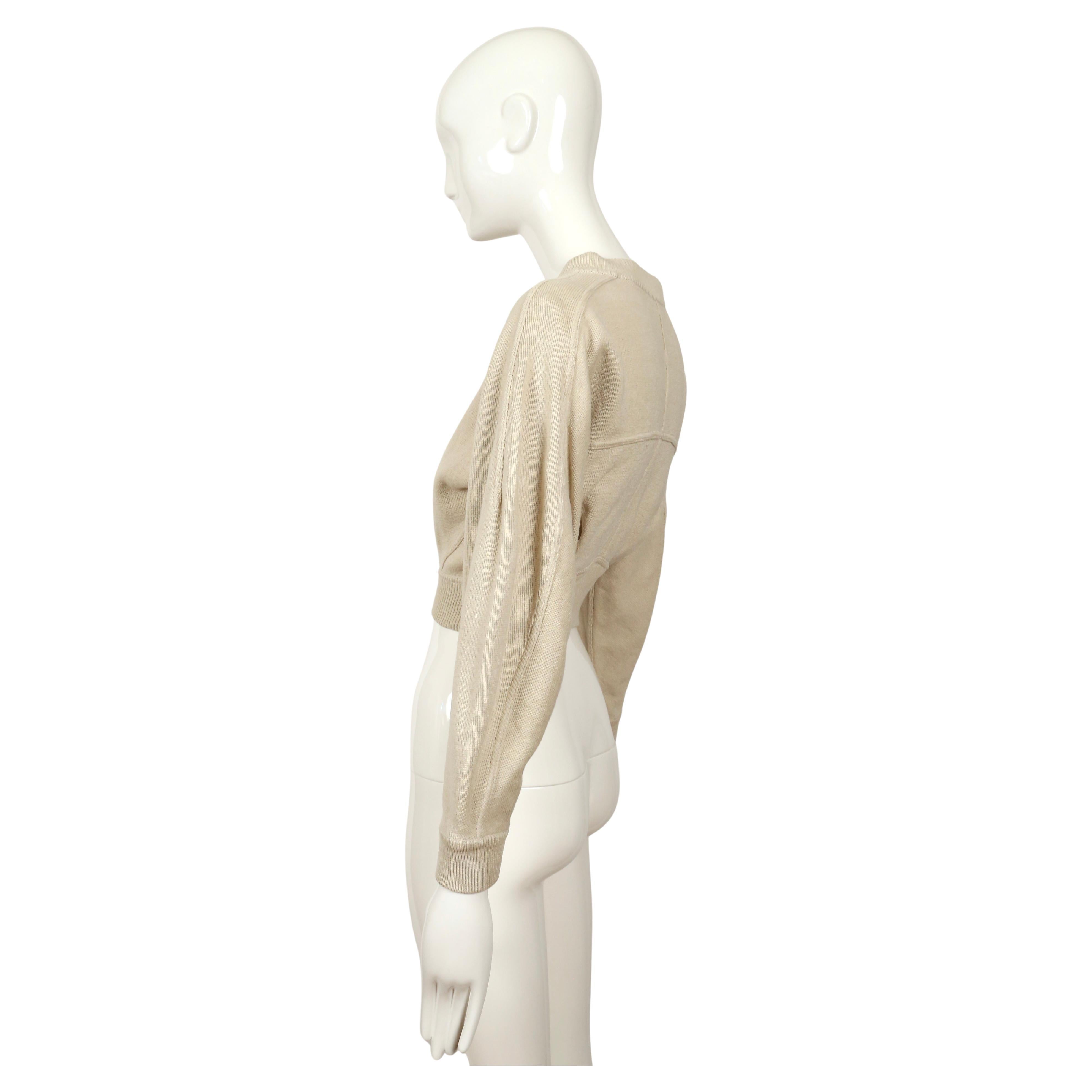 1986 AZZEDINE ALAIA RUNWAY Jacke aus ecrufarbenem Leinen in Kurzform im Angebot 4