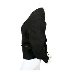 1986 AZZEDINE ALAIA heavy knit black RUNWAY cardigan sweater coat with zippers