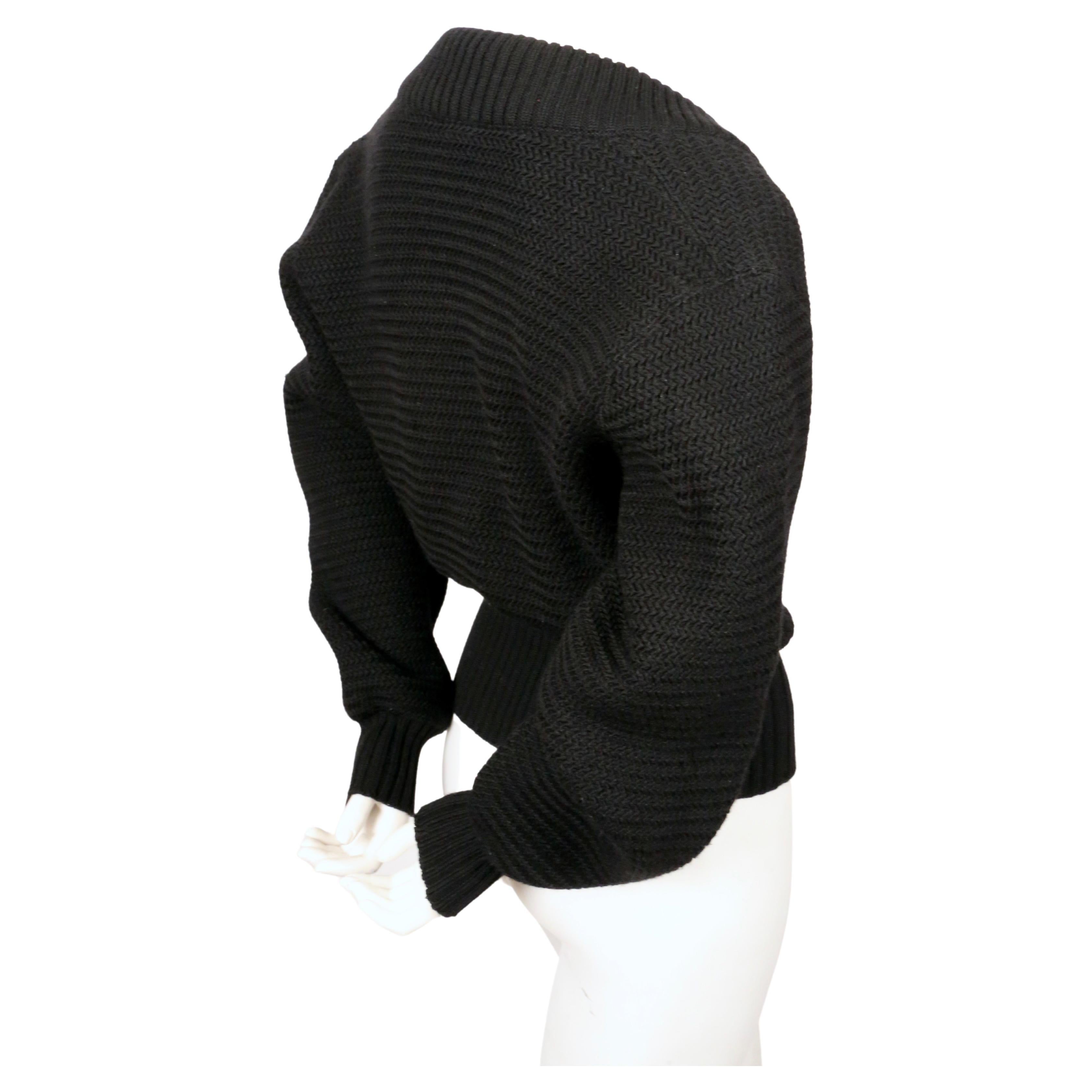 1986 AZZEDINE ALAIA heavy knit black RUNWAY cardigan sweater coat with zippers In Good Condition For Sale In San Fransisco, CA