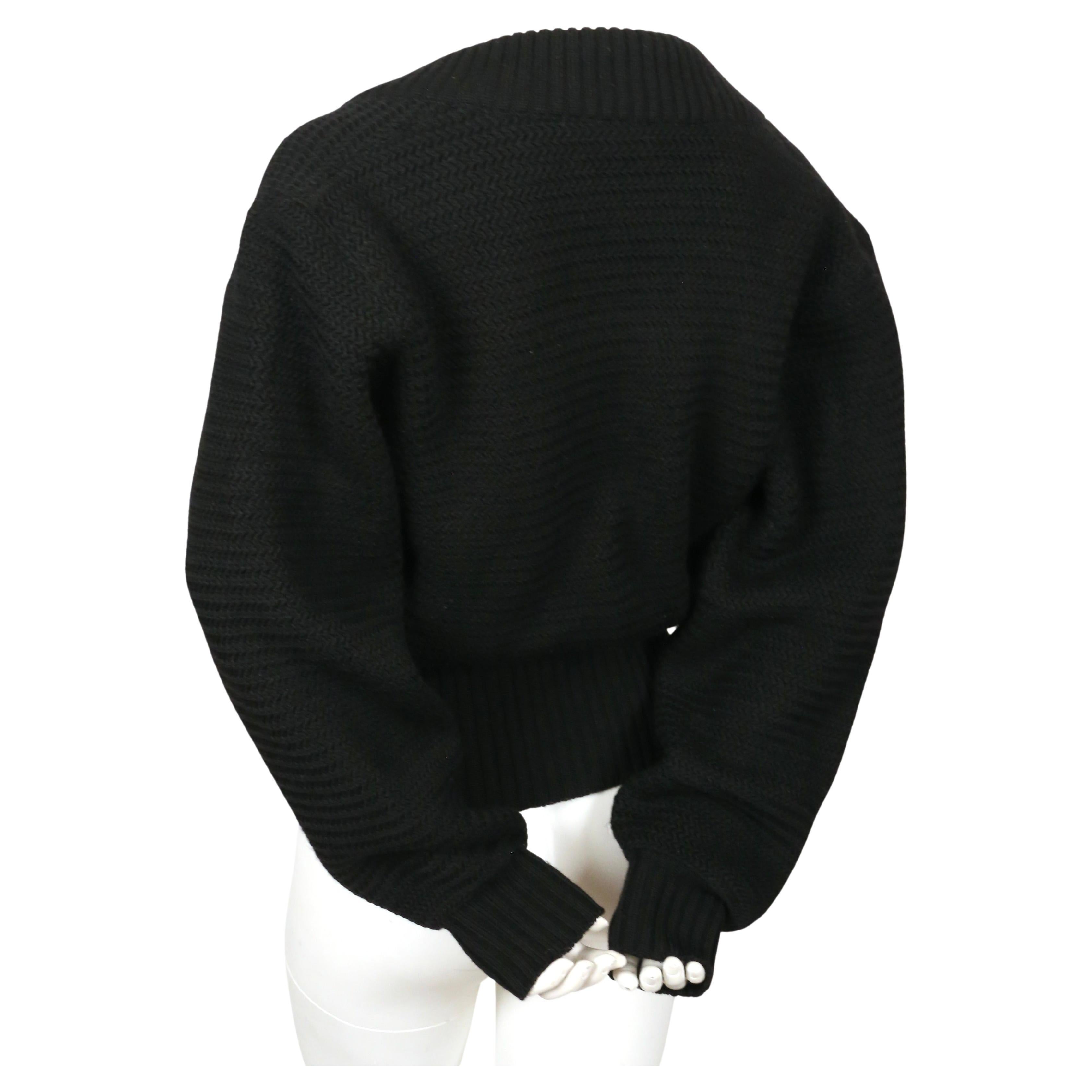 1986 AZZEDINE ALAIA heavy knit black RUNWAY cardigan sweater coat with zippers For Sale 1