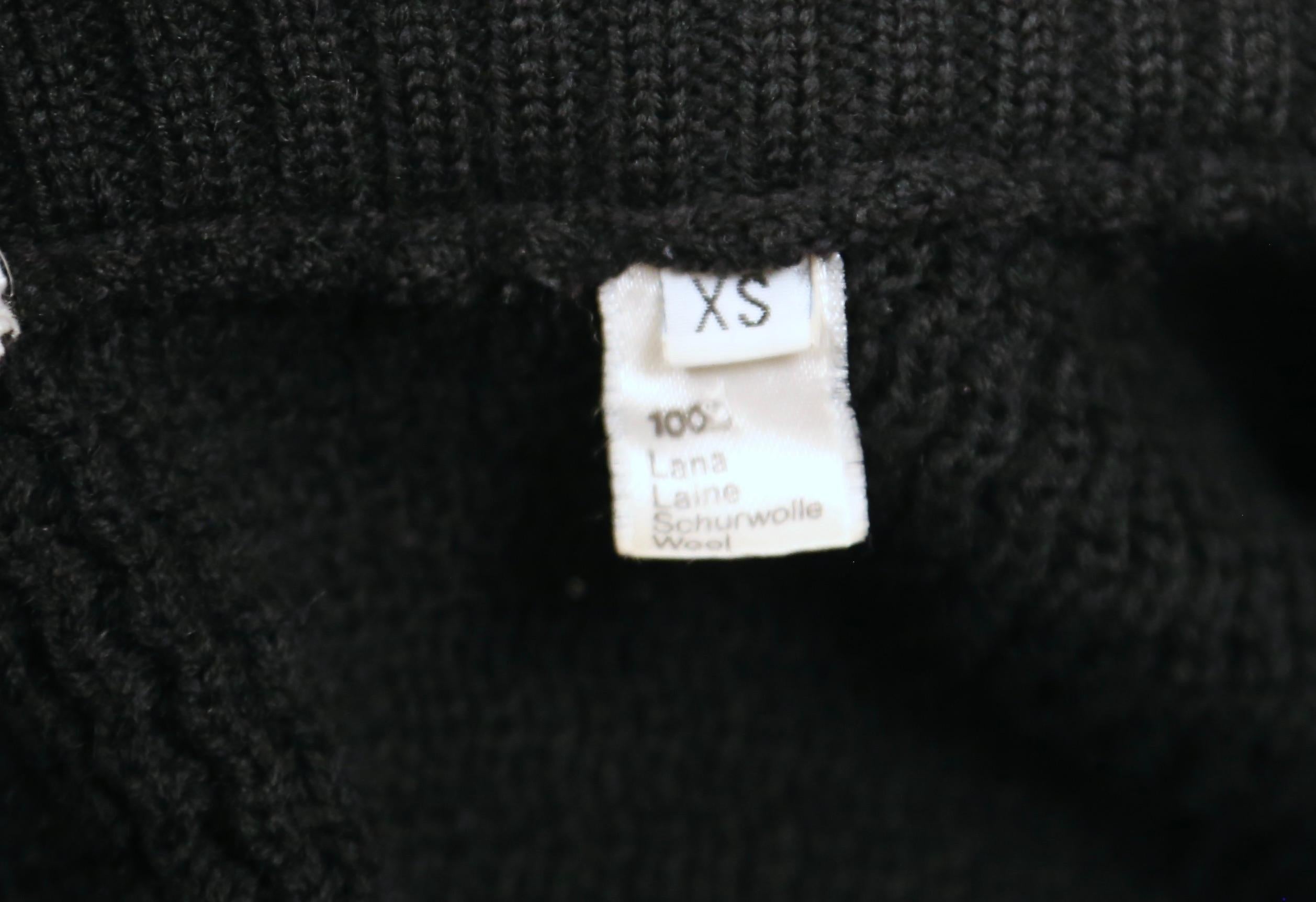 1986 AZZEDINE ALAIA heavy knit black RUNWAY cardigan sweater coat with zippers 3